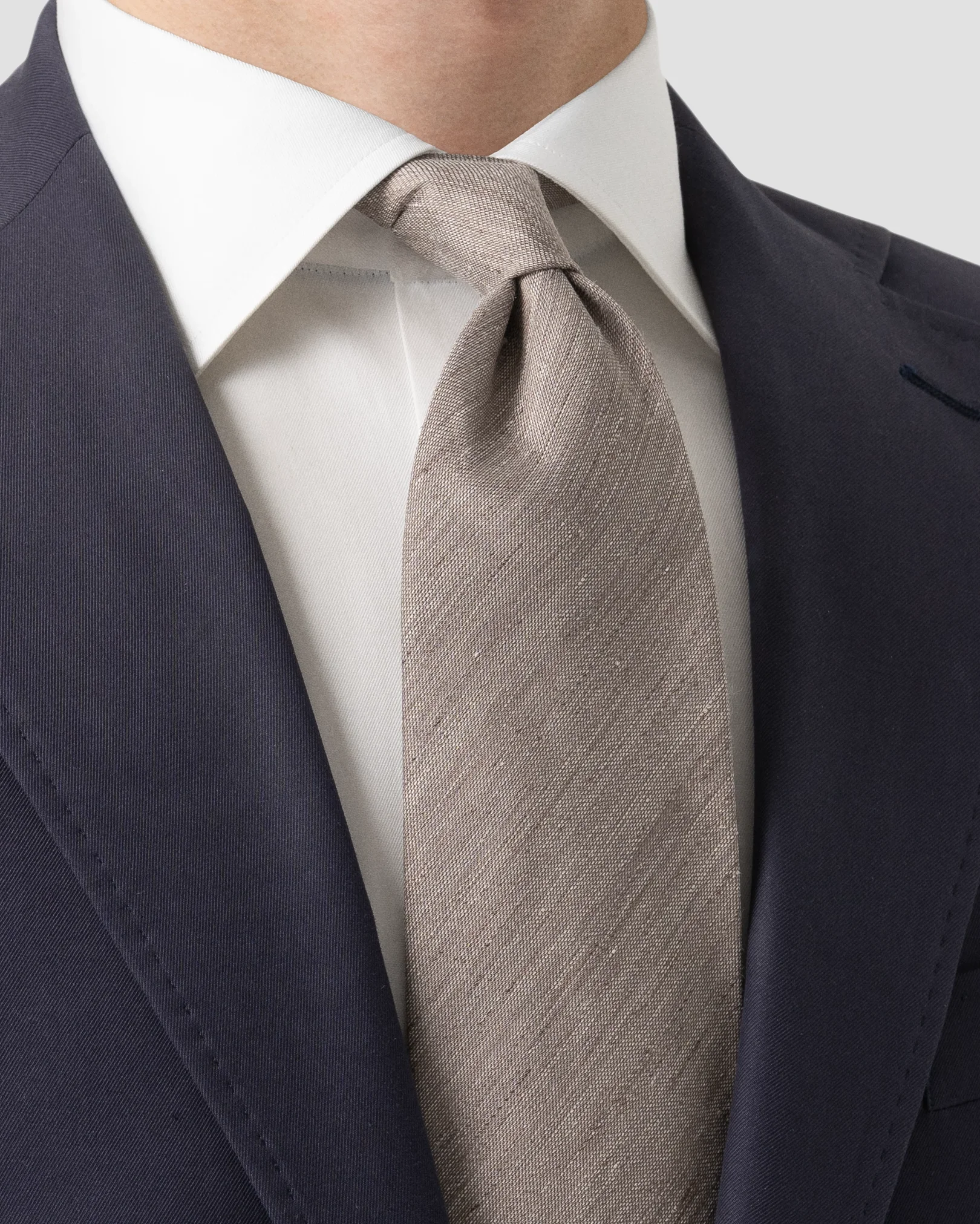 Light Brown Silk Linen Tie Eton