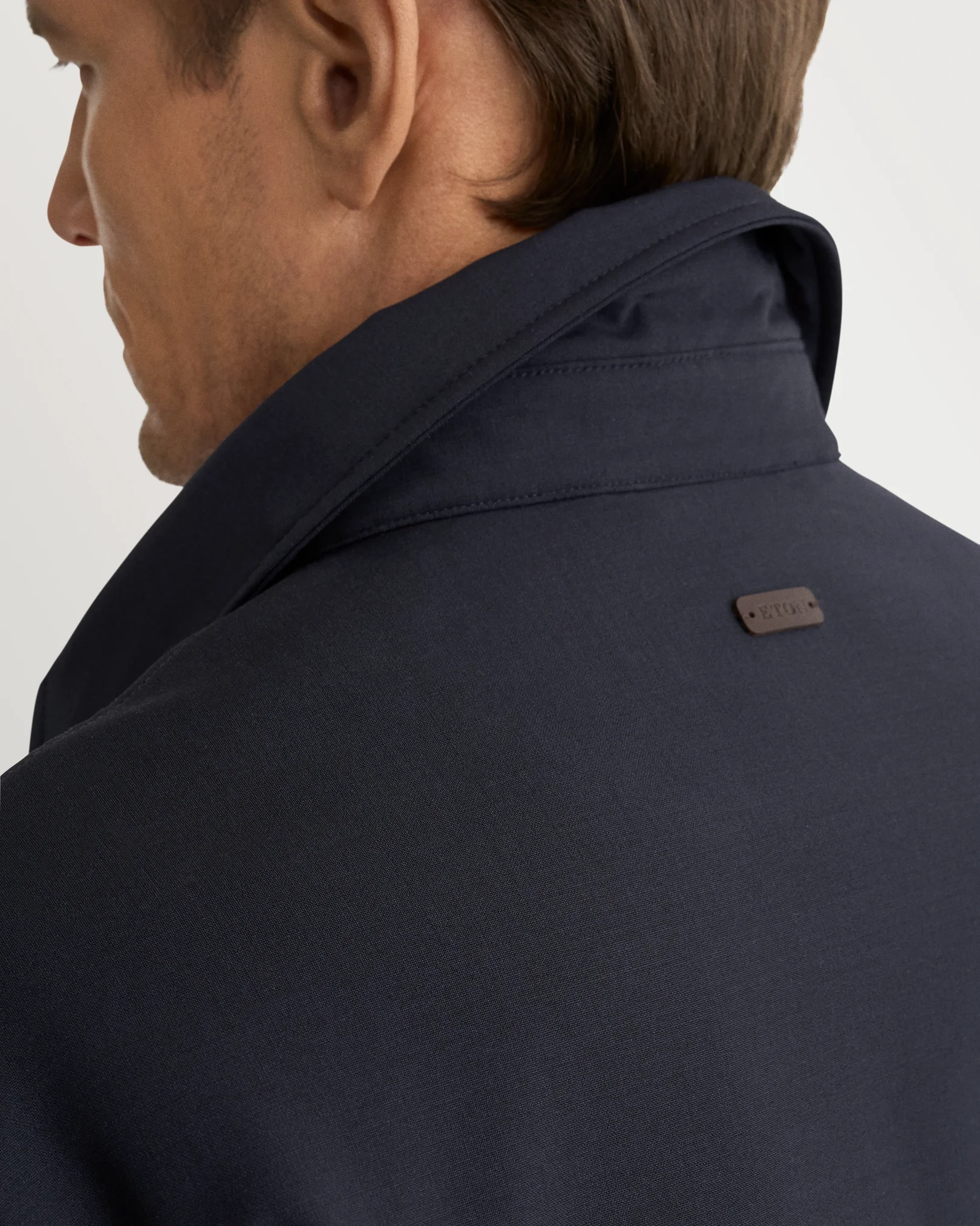 Eton - navy blue lana tech padded overshirt