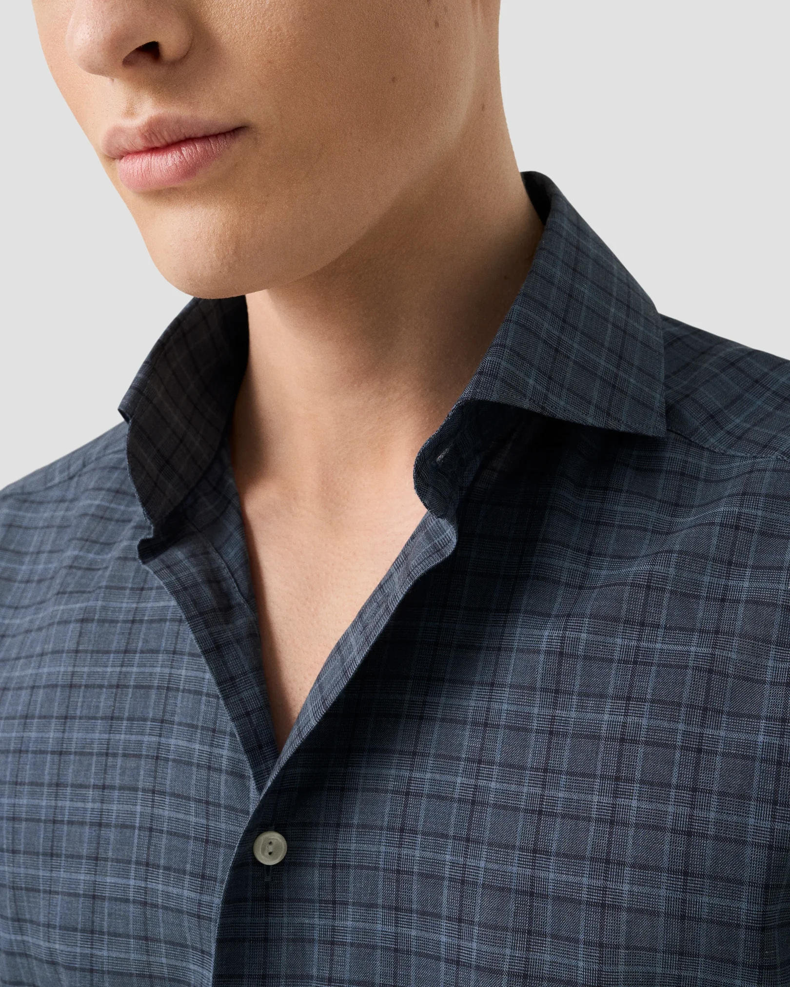 Eton - check signature flannel shirt wide spread rounded single
