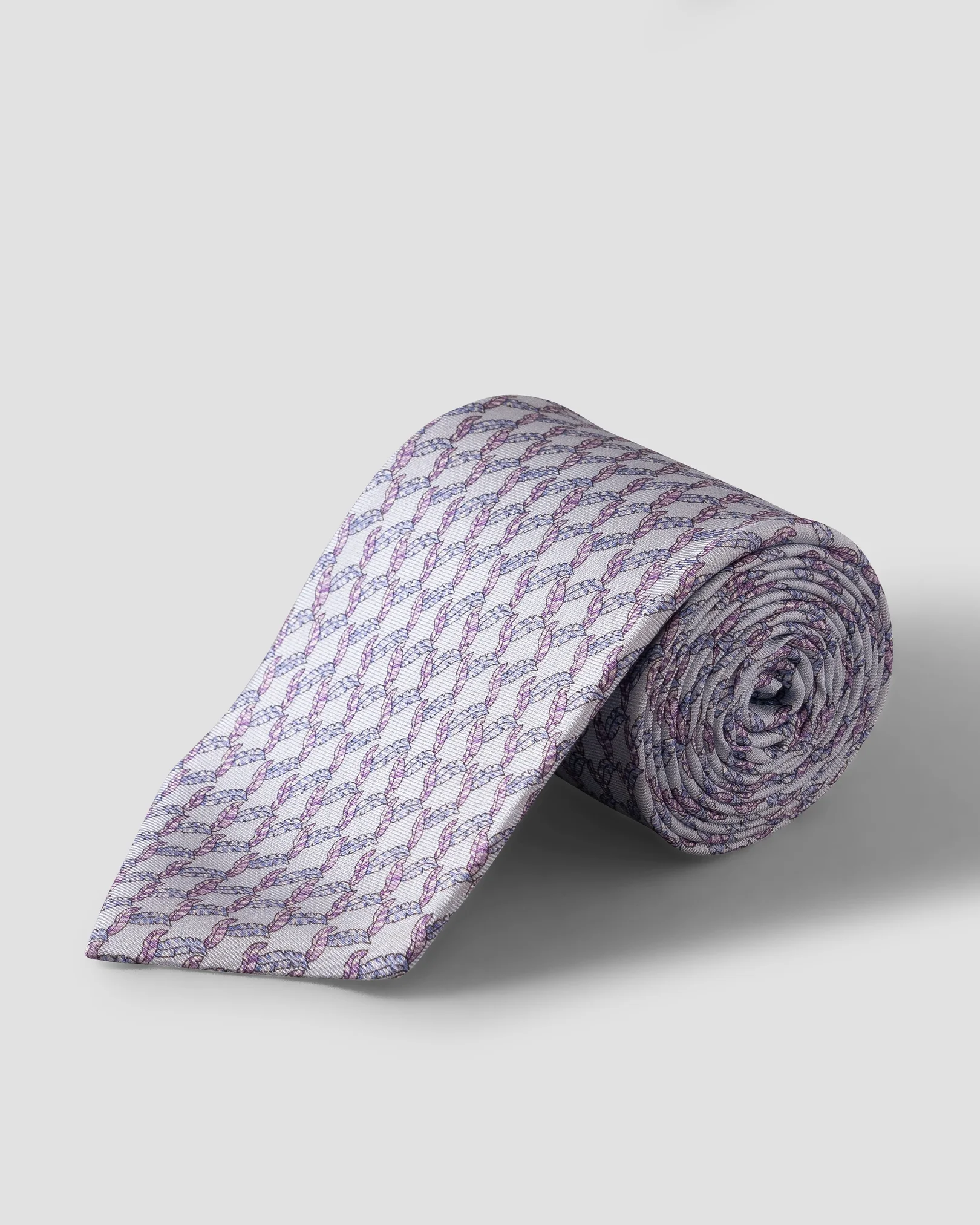 Eton - light blue leaf print silk tie