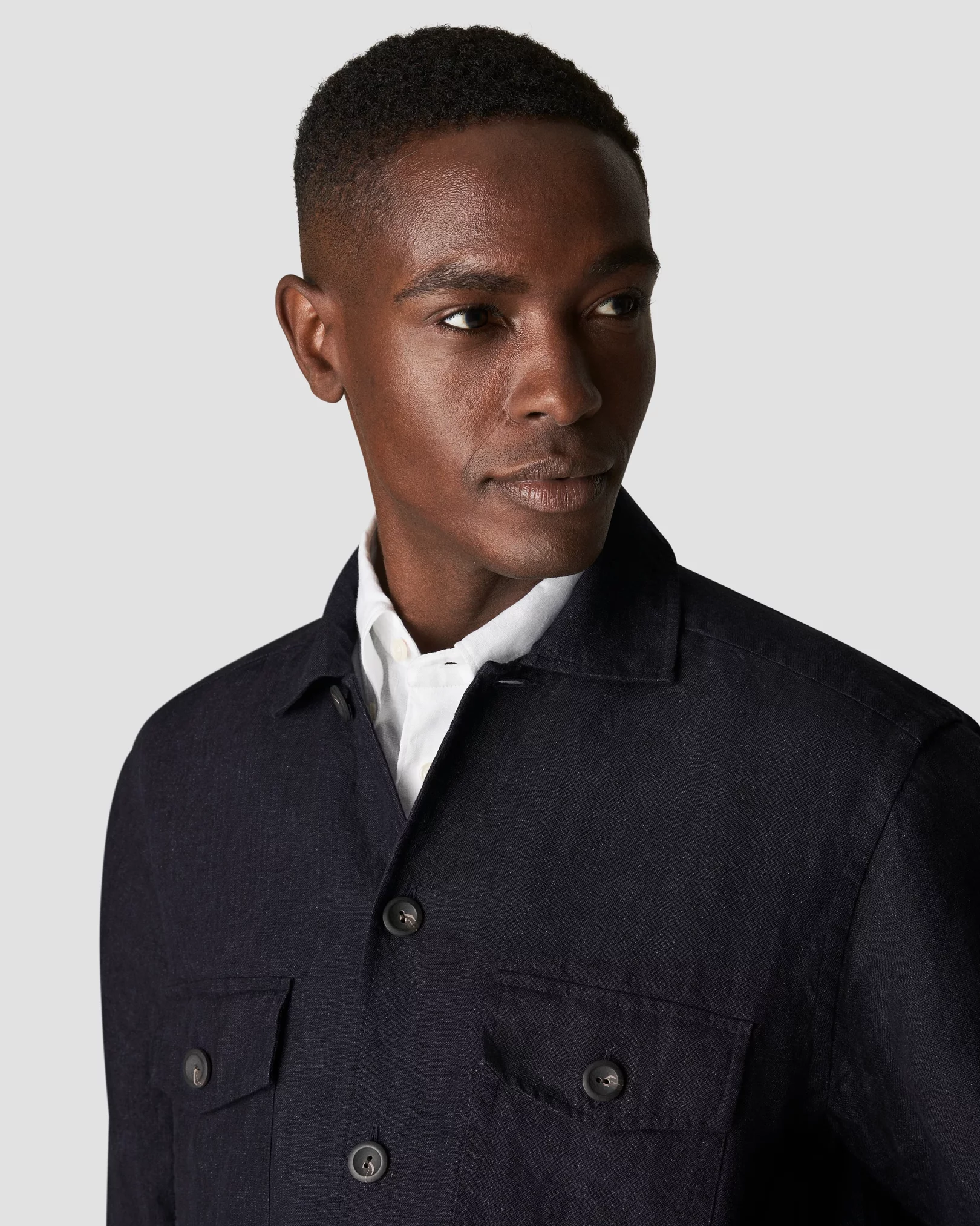 Eton - navy blue linen overshirt