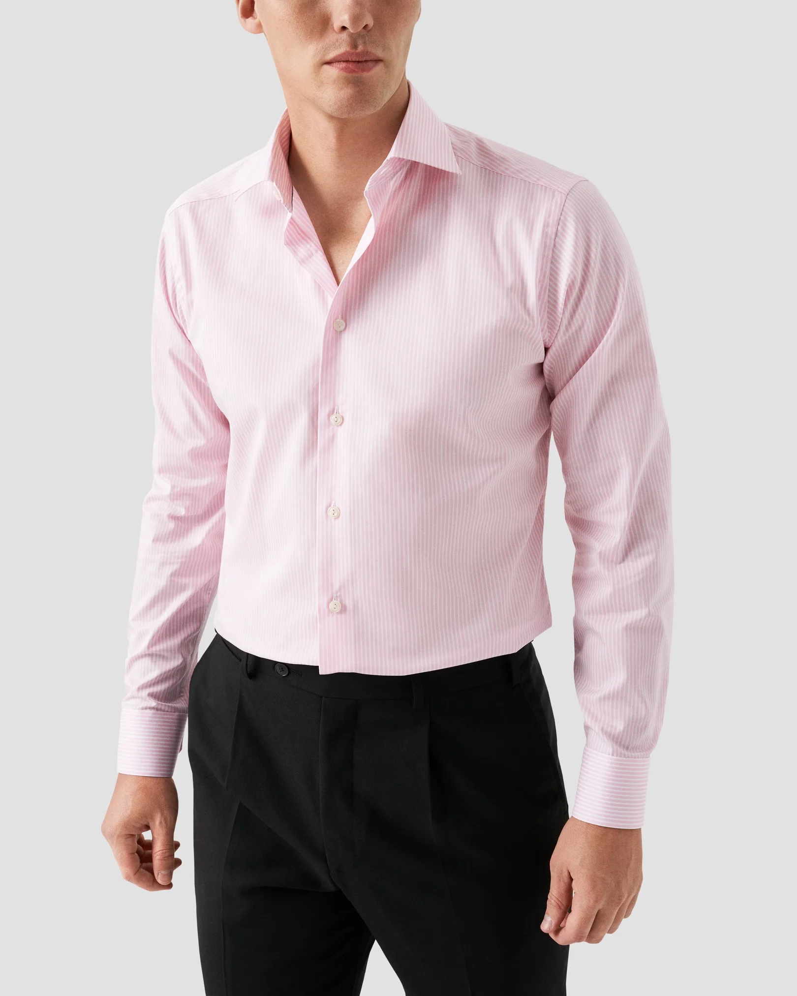 Eton - Rosa gestreiftes Twill-Hemd