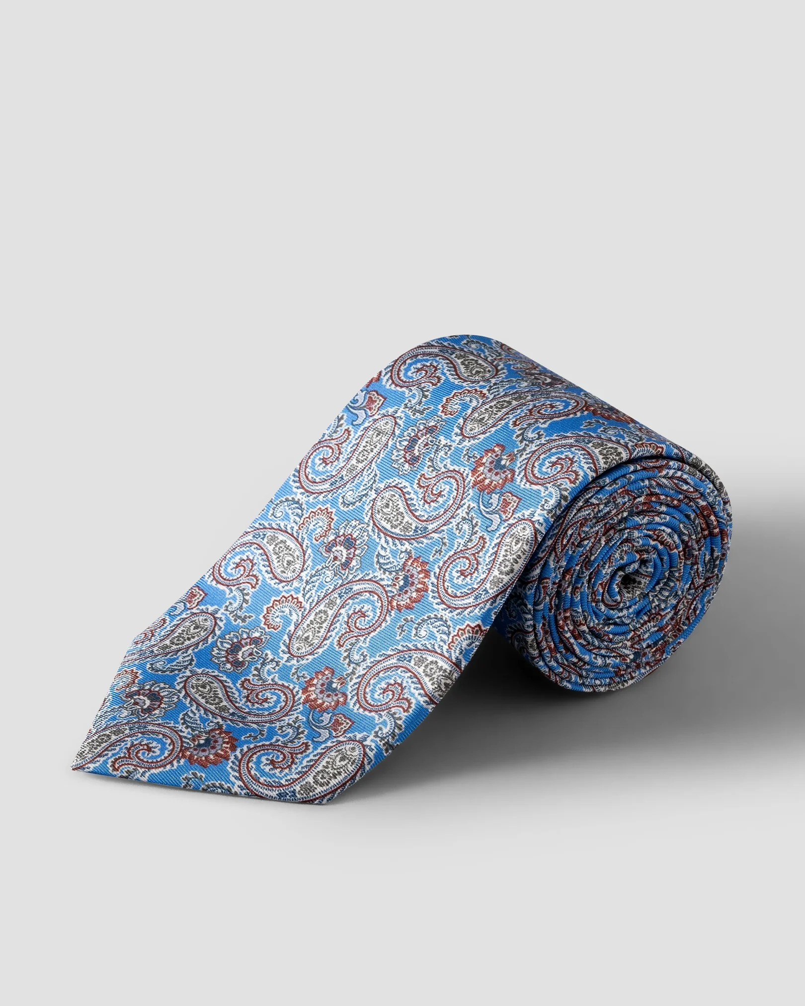 Eton - blue paisley printed silk tie
