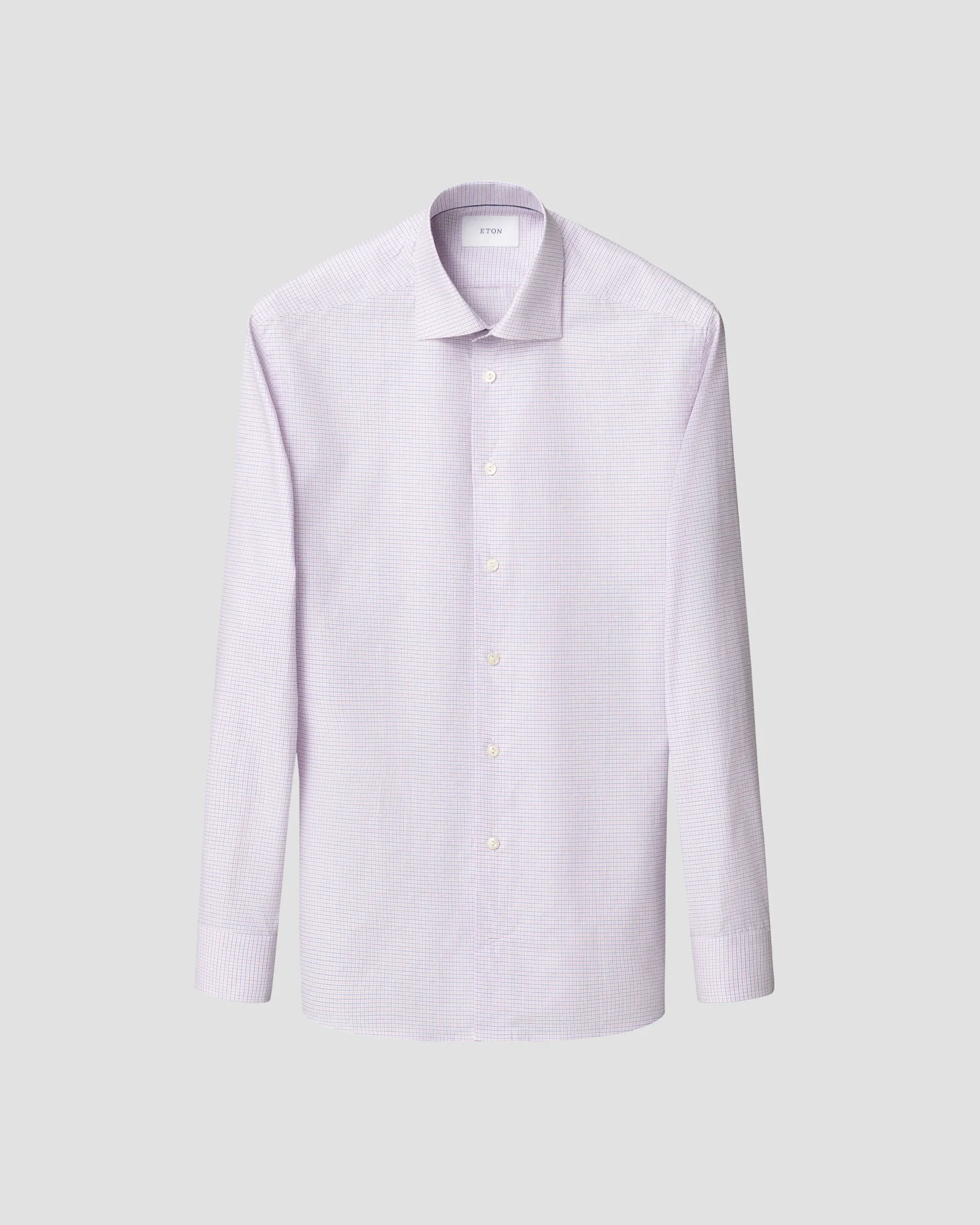 Eton - pink check twill shirt cut away 258