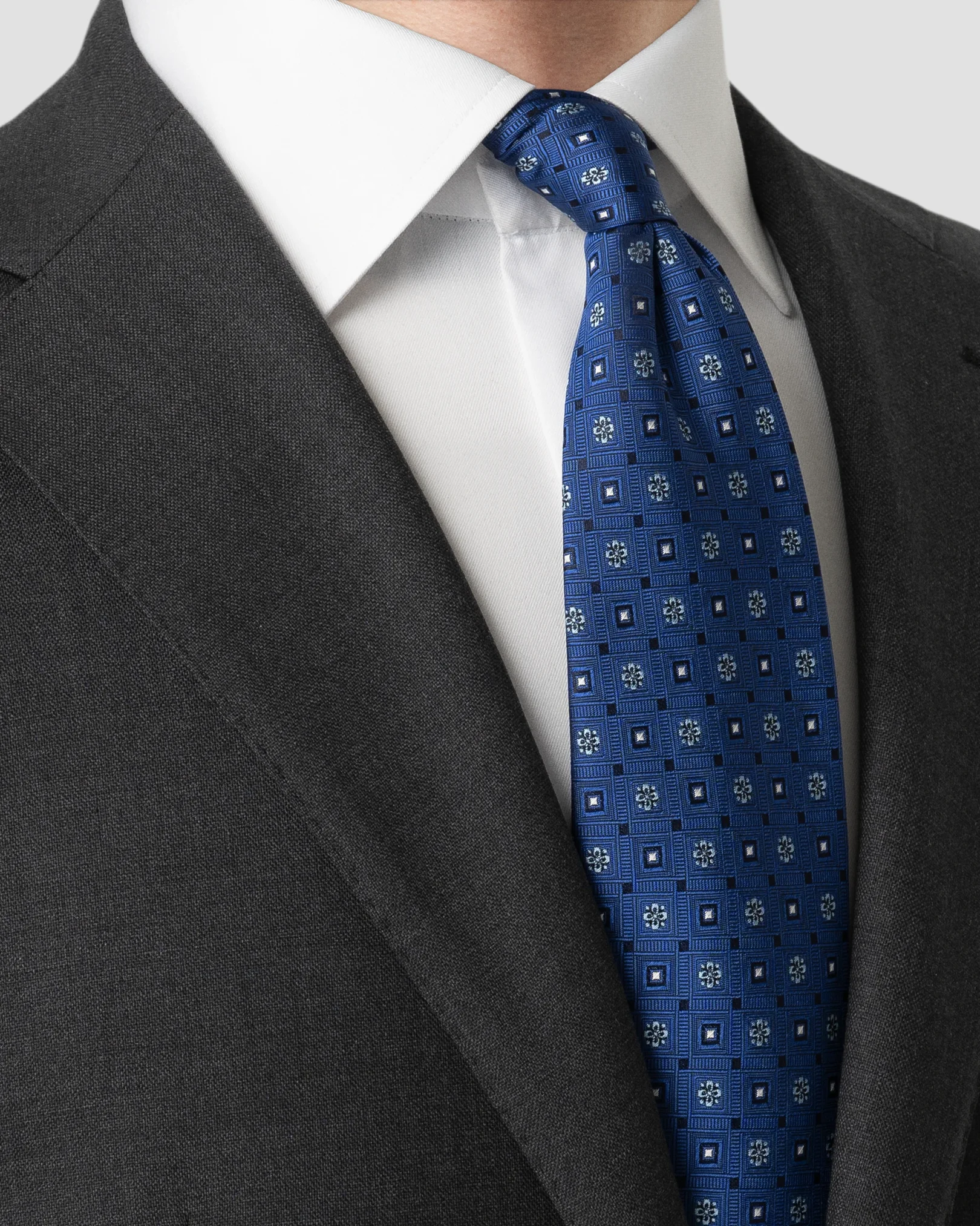 Eton - geometric woven silk tie dark 236