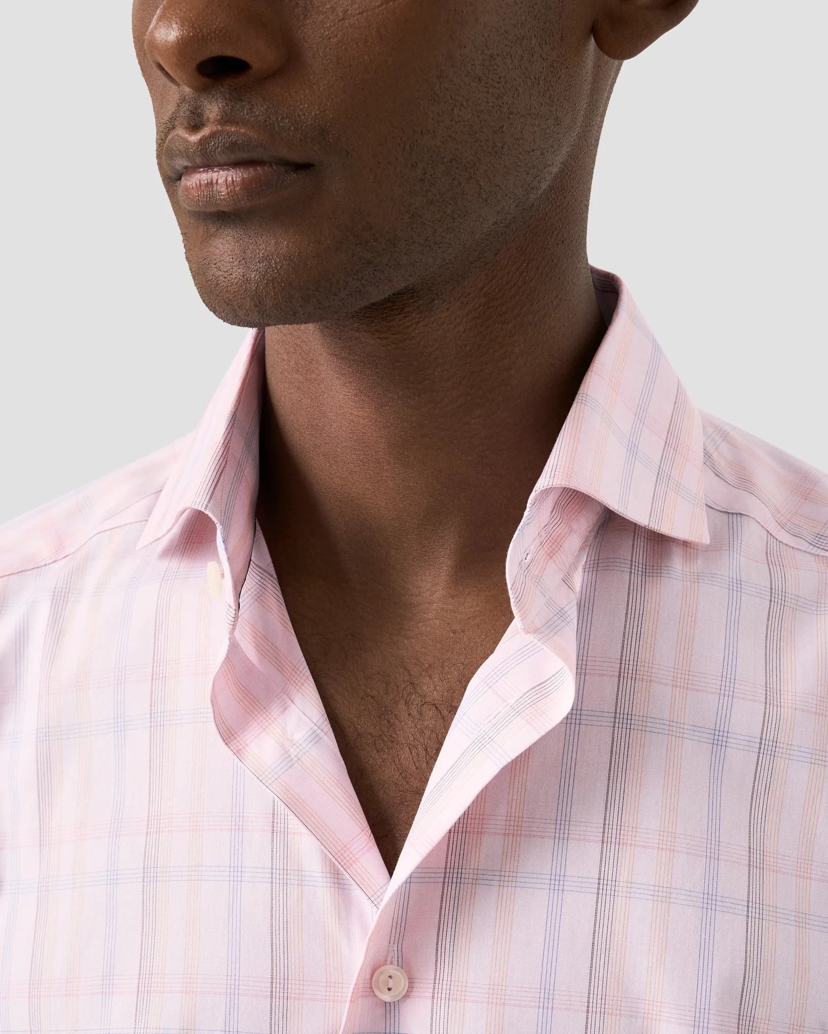 Eton - pink plaid breeze poplin shirt wide spread