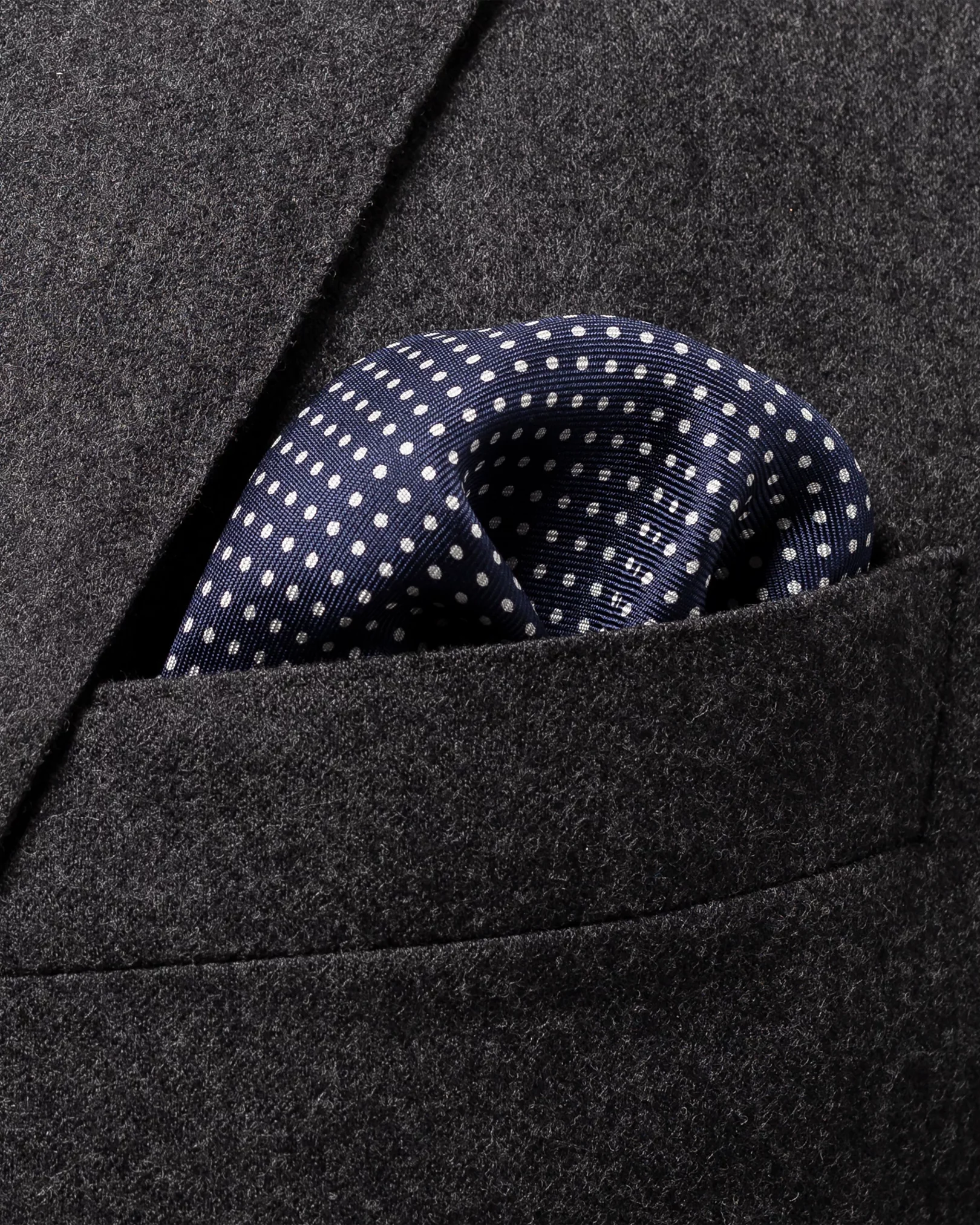 Eton - navy polka dots silk pocket square