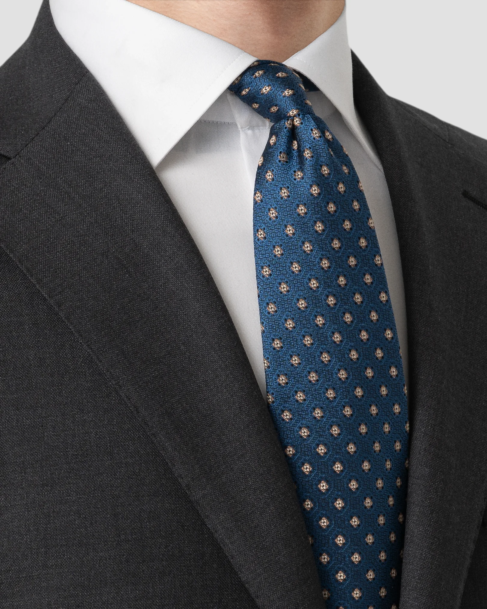 Eton - medallion woven silk tie dark blue medallion woven silk tie