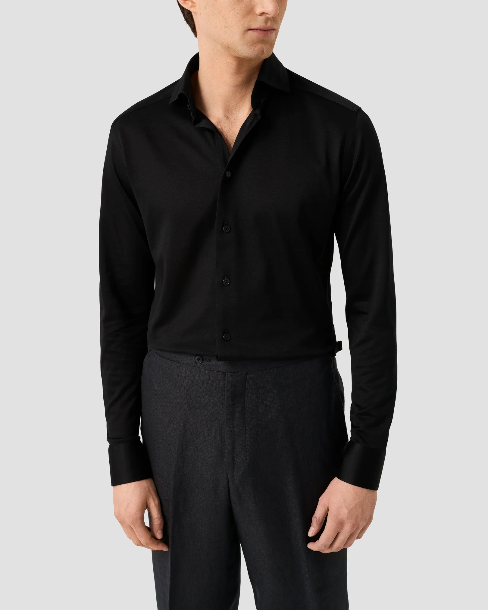Eton - black filo di scozia knit shirt 261