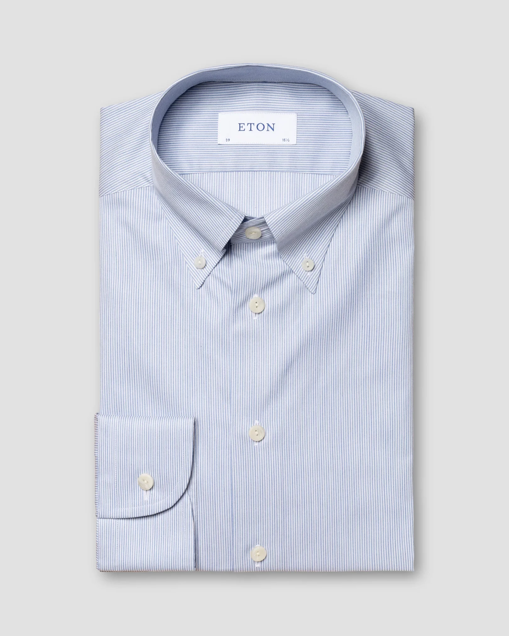 Eton - blue striped melange fine twill shirt