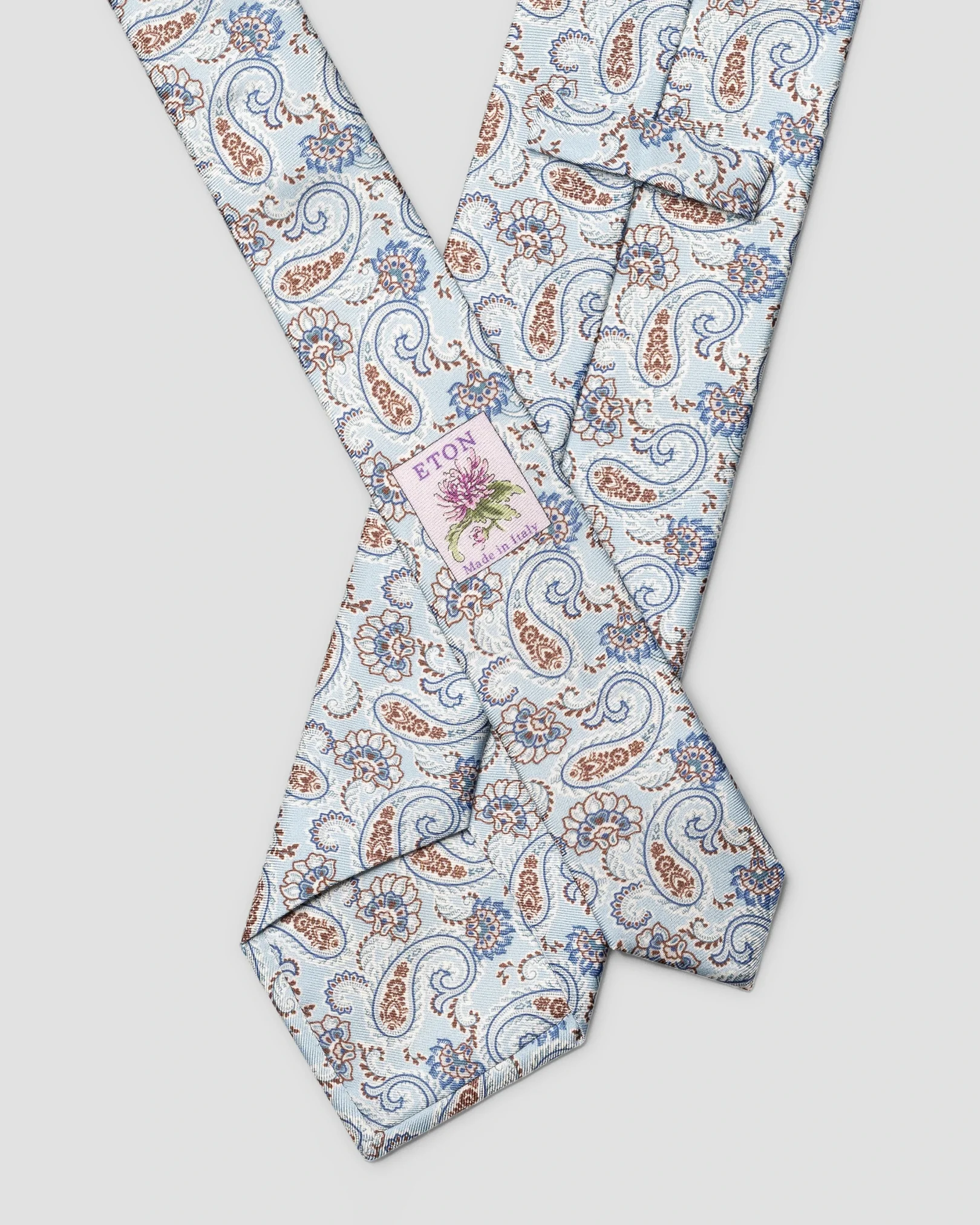 Eton - light blue paisley printed silk tie