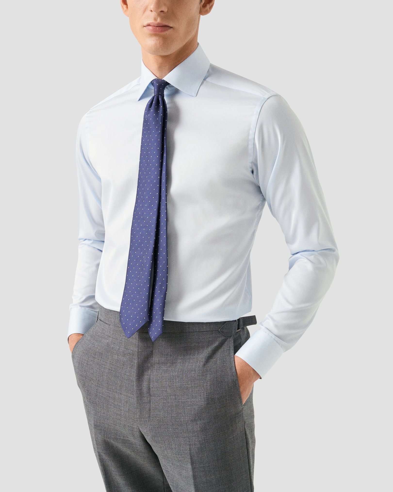 Eton - Chemise en sergé uni surélevé