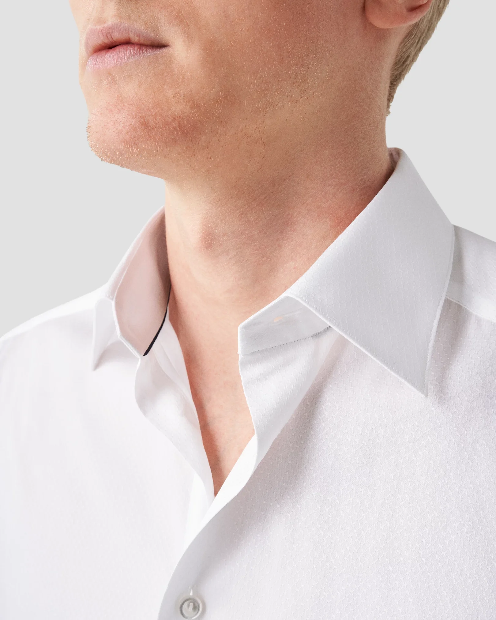 Eton - white plain weave moderate cut away collar single cuff slim fit