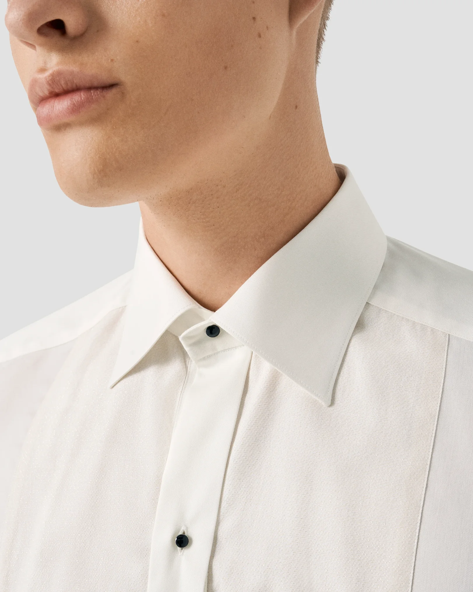 Eton - white lurex bib front shirt