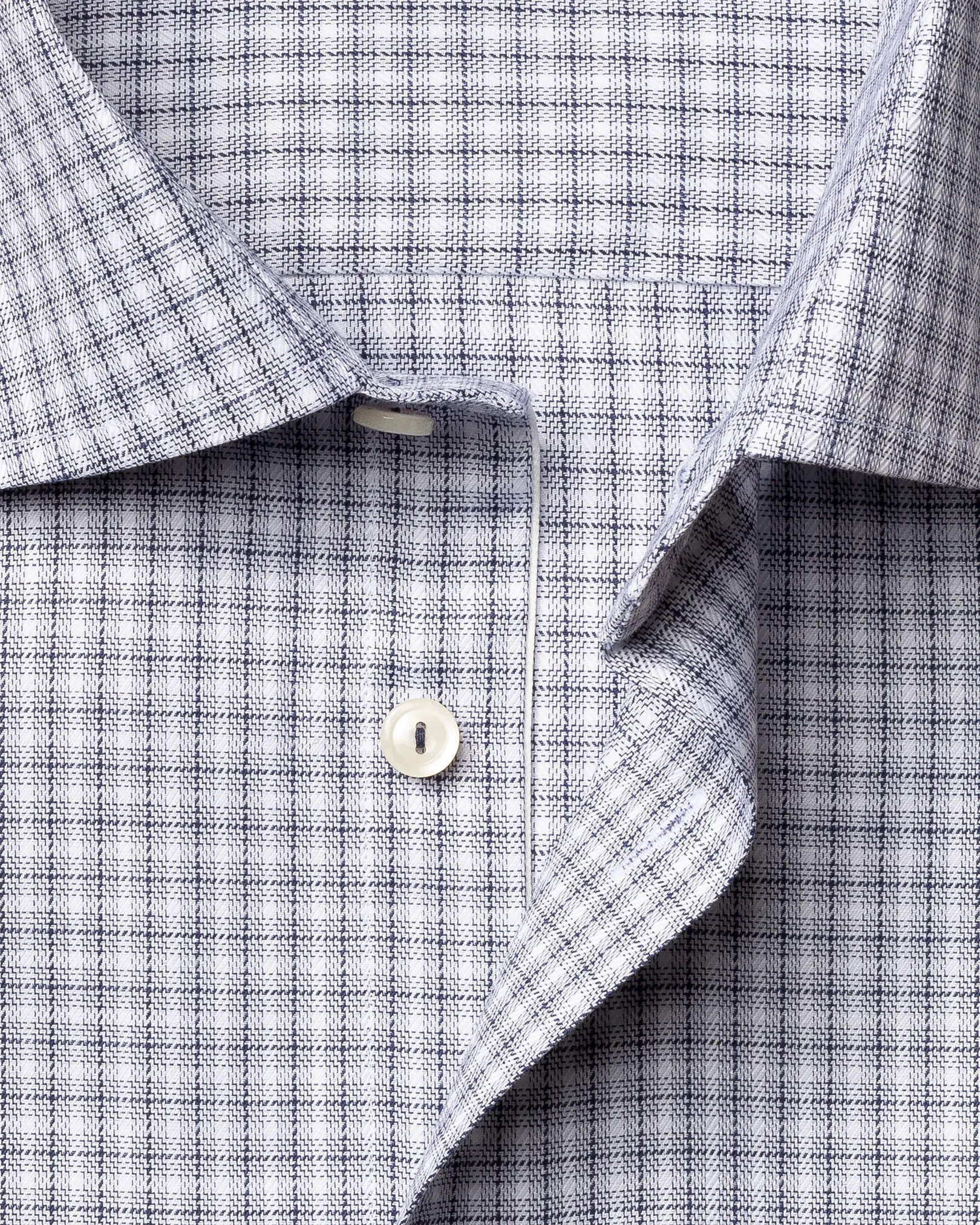 Navy Micro Check Stretch Shirt - Eton