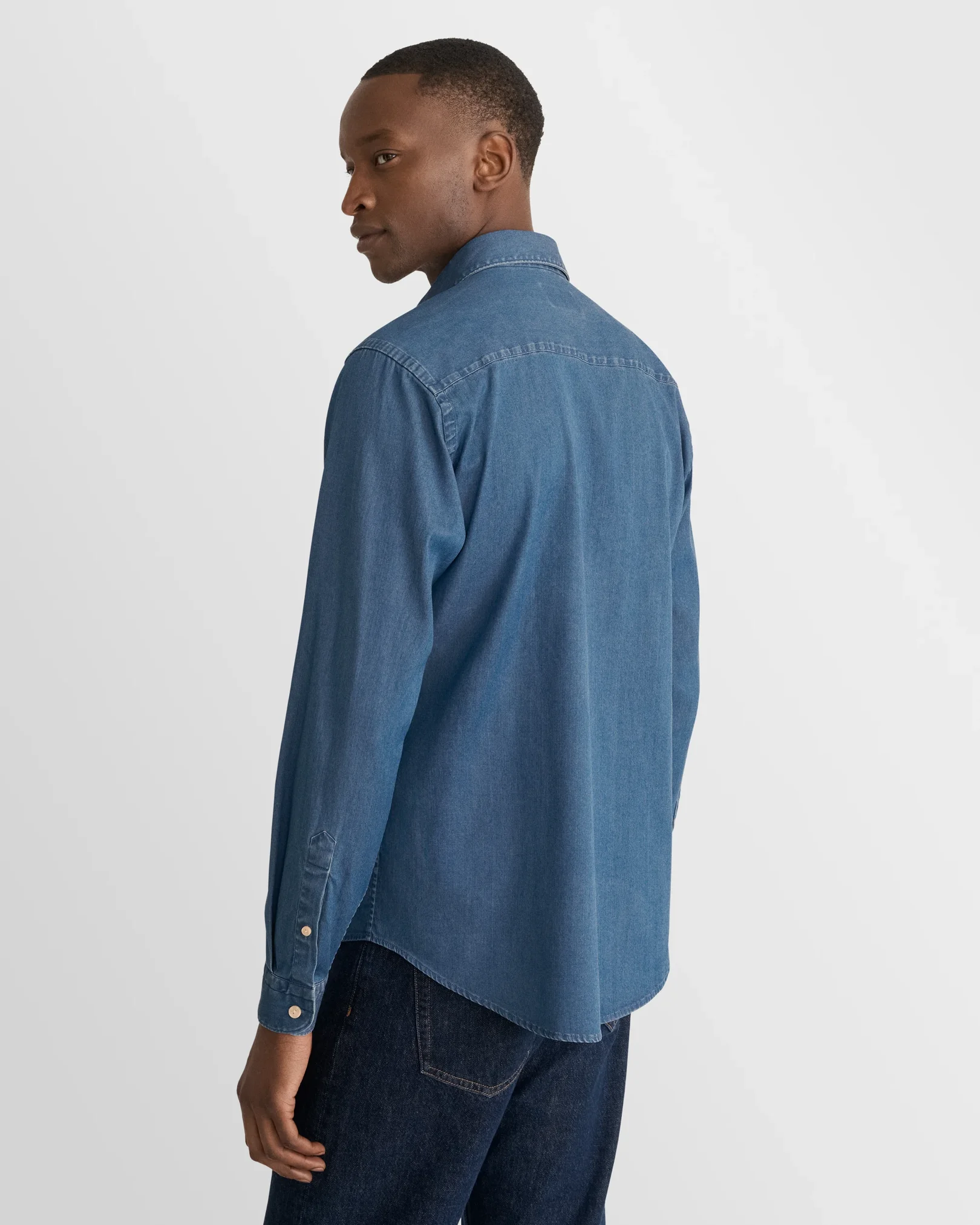 Eton - navy blue denim stretch shirt