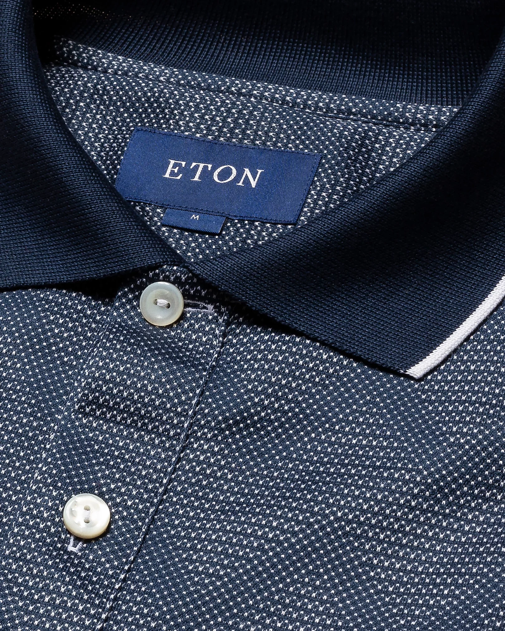 Eton - dark blue knit jacquard short sleeve