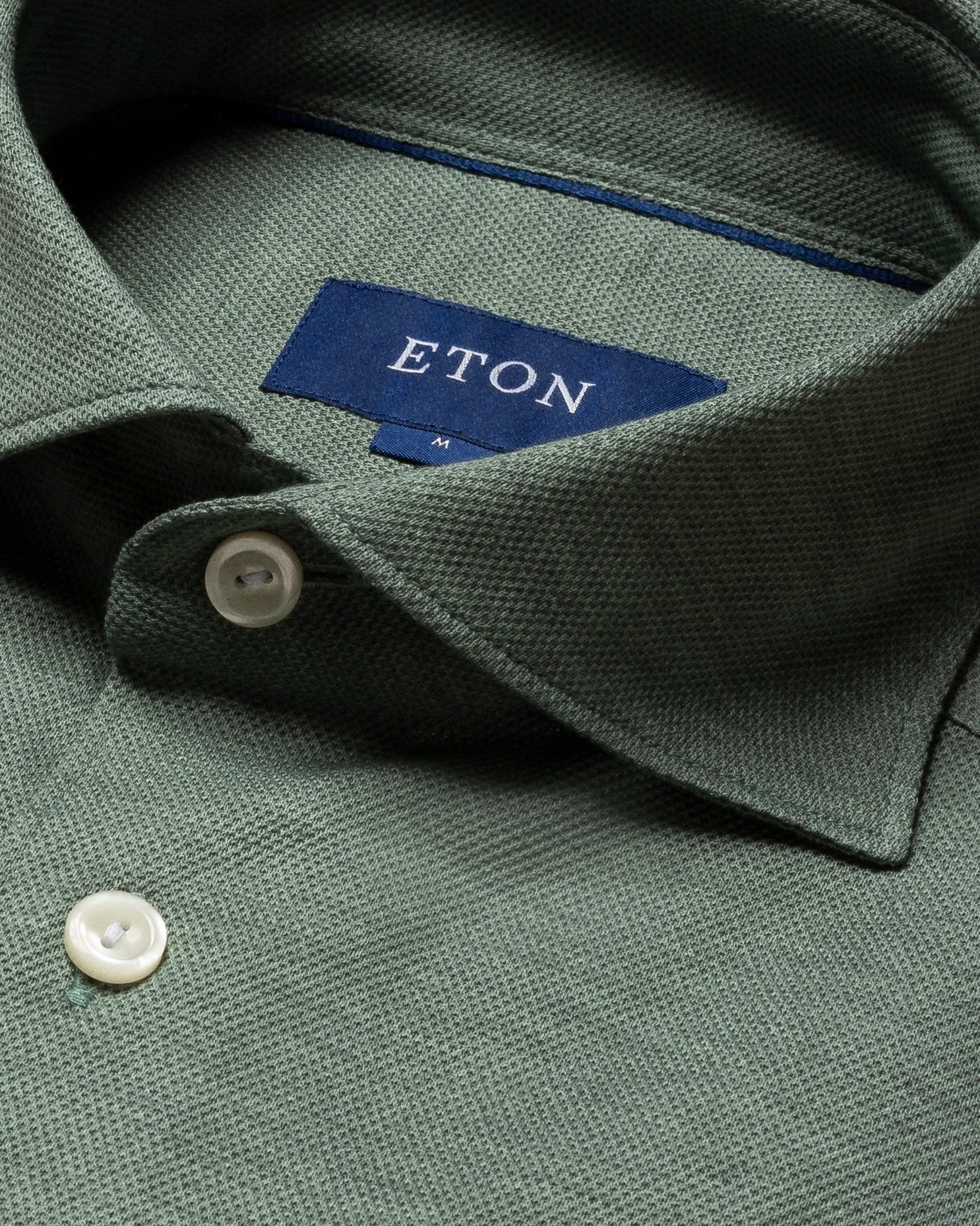 Eton - green pique shirt long sleeve