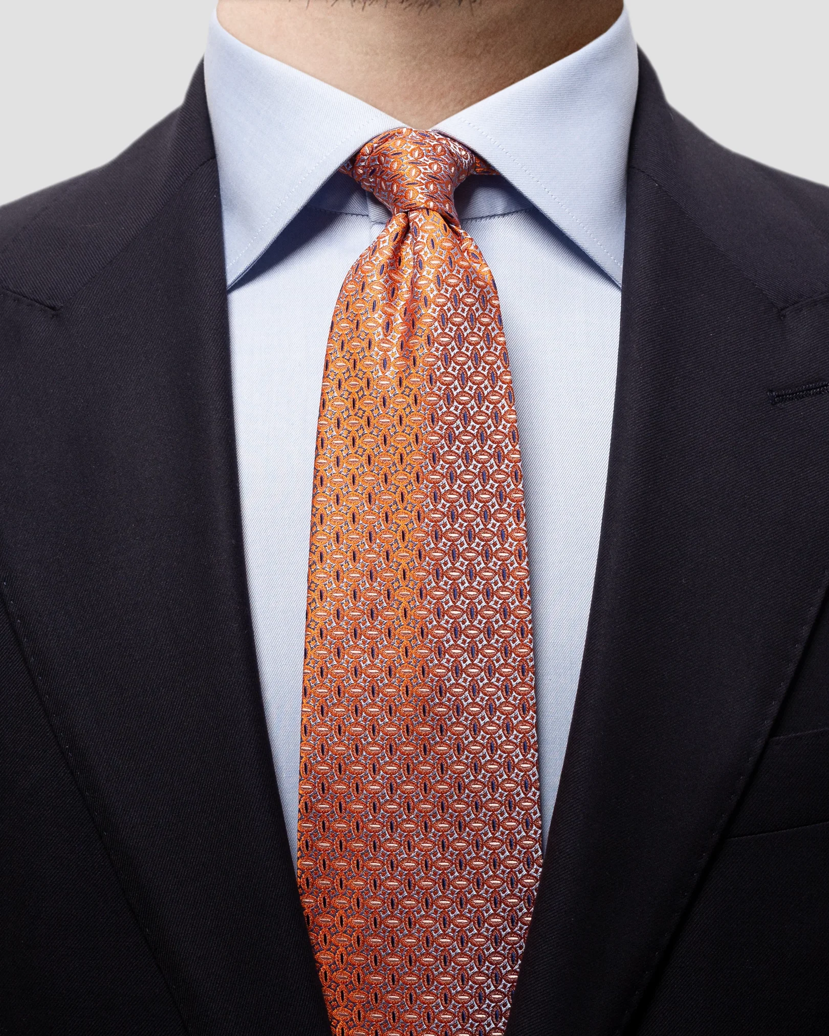 Eton - orange grey silk tie