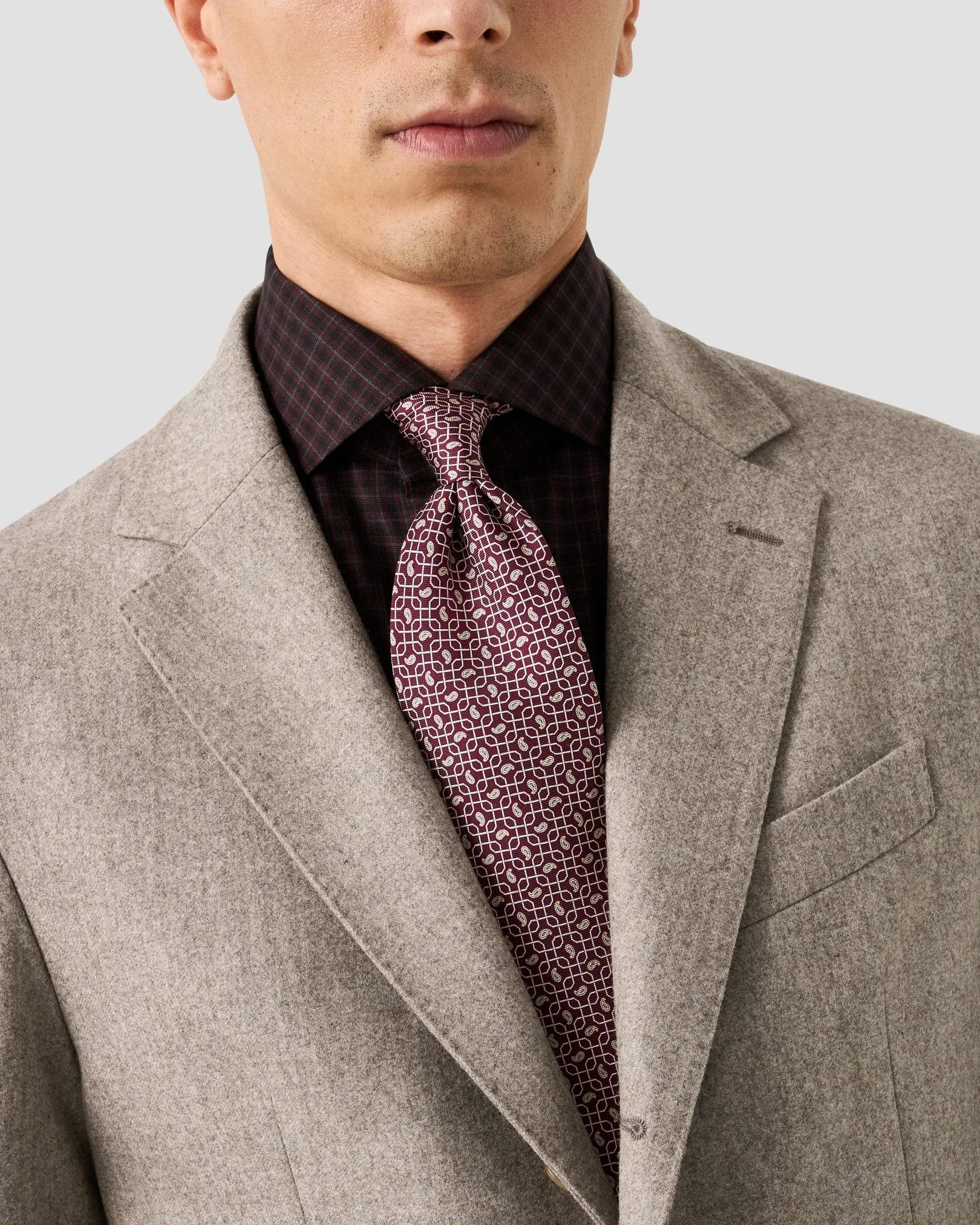 Eton - red check merino shirt