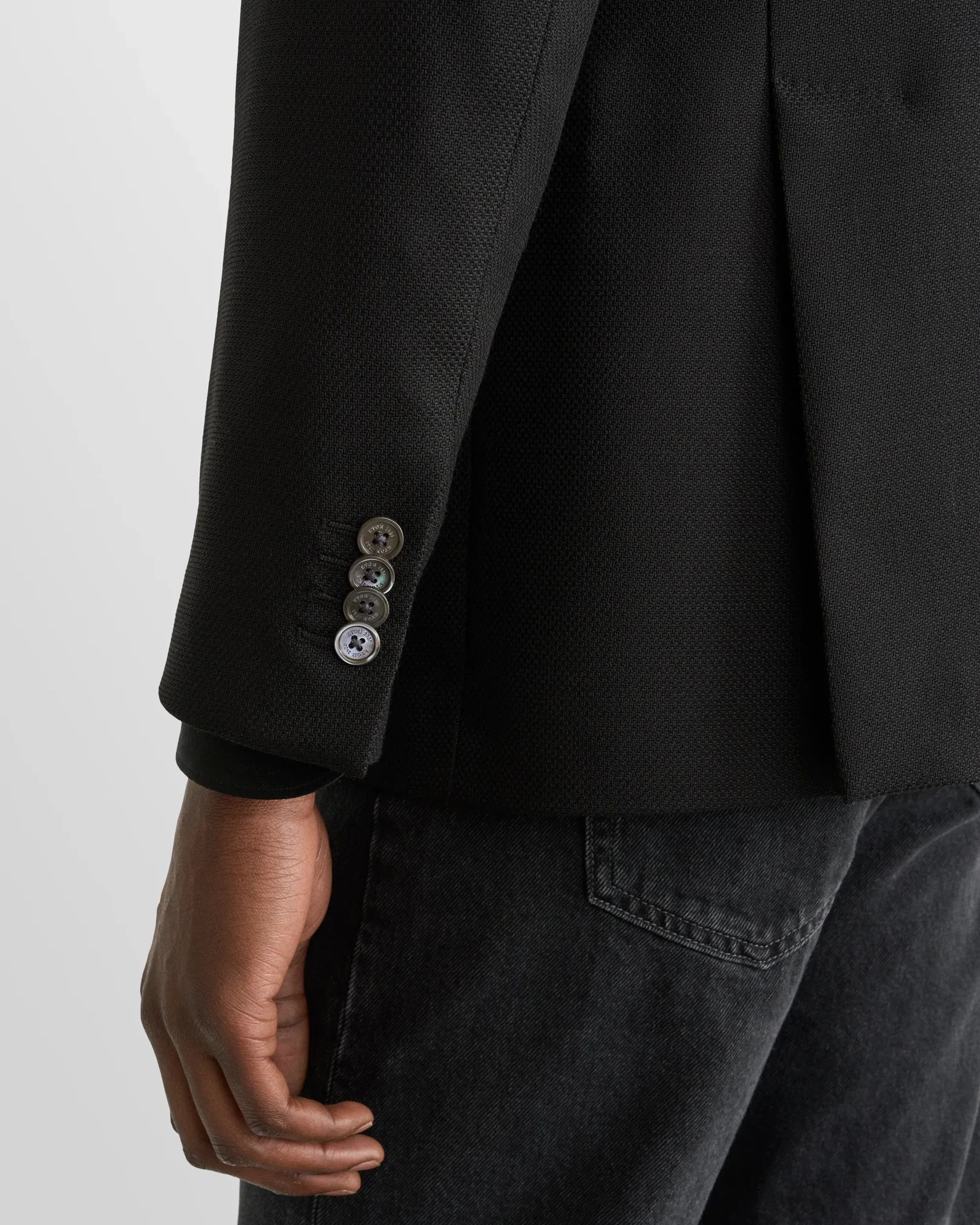 Eton - Black Double Breasted Hopsack Soft Jacket