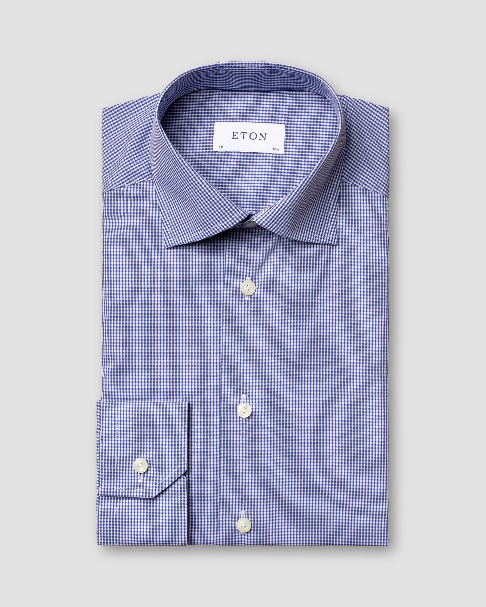 Eton - Mid Blue Check Poplin Shirt