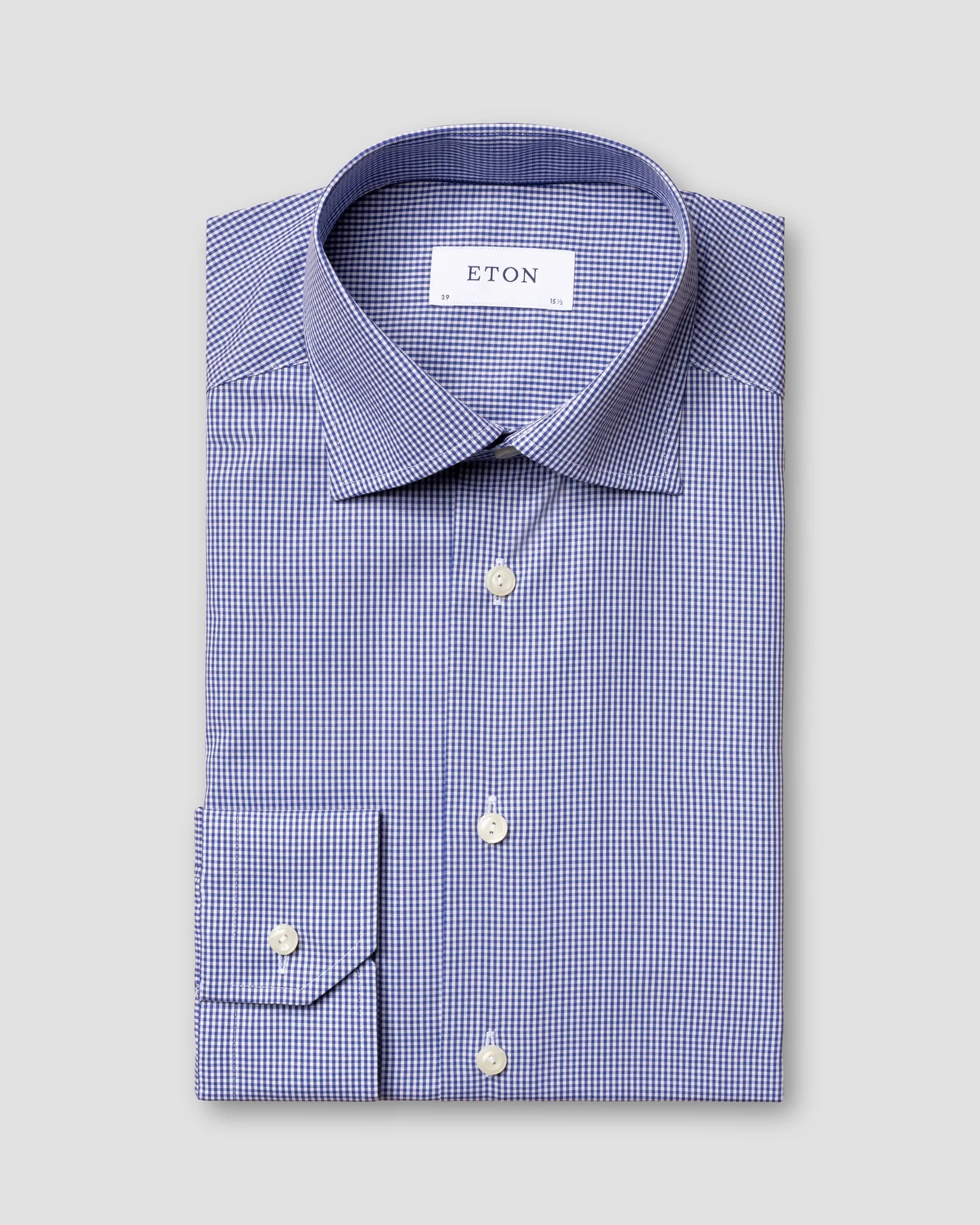 Eton - blue check poplin shirt