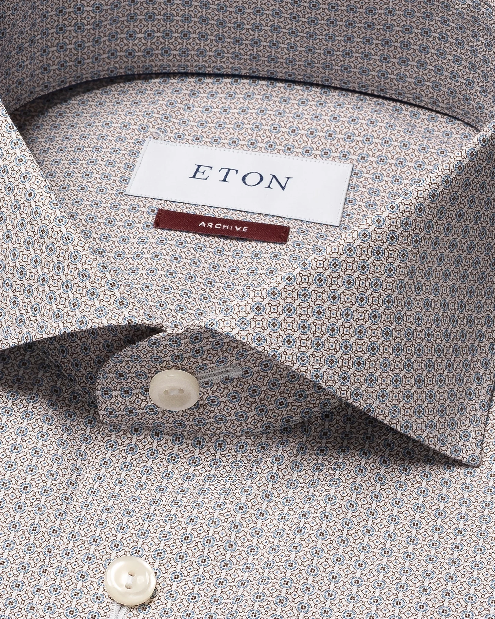 Eton - micro medallion print poplin shirt