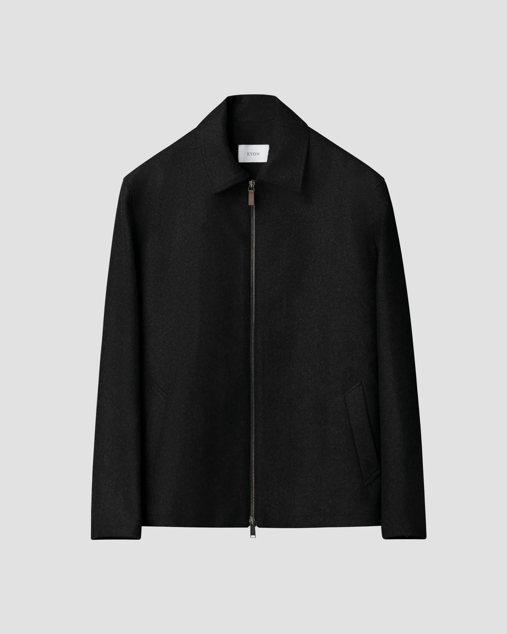 Eton - black wool harrington full zip jacket