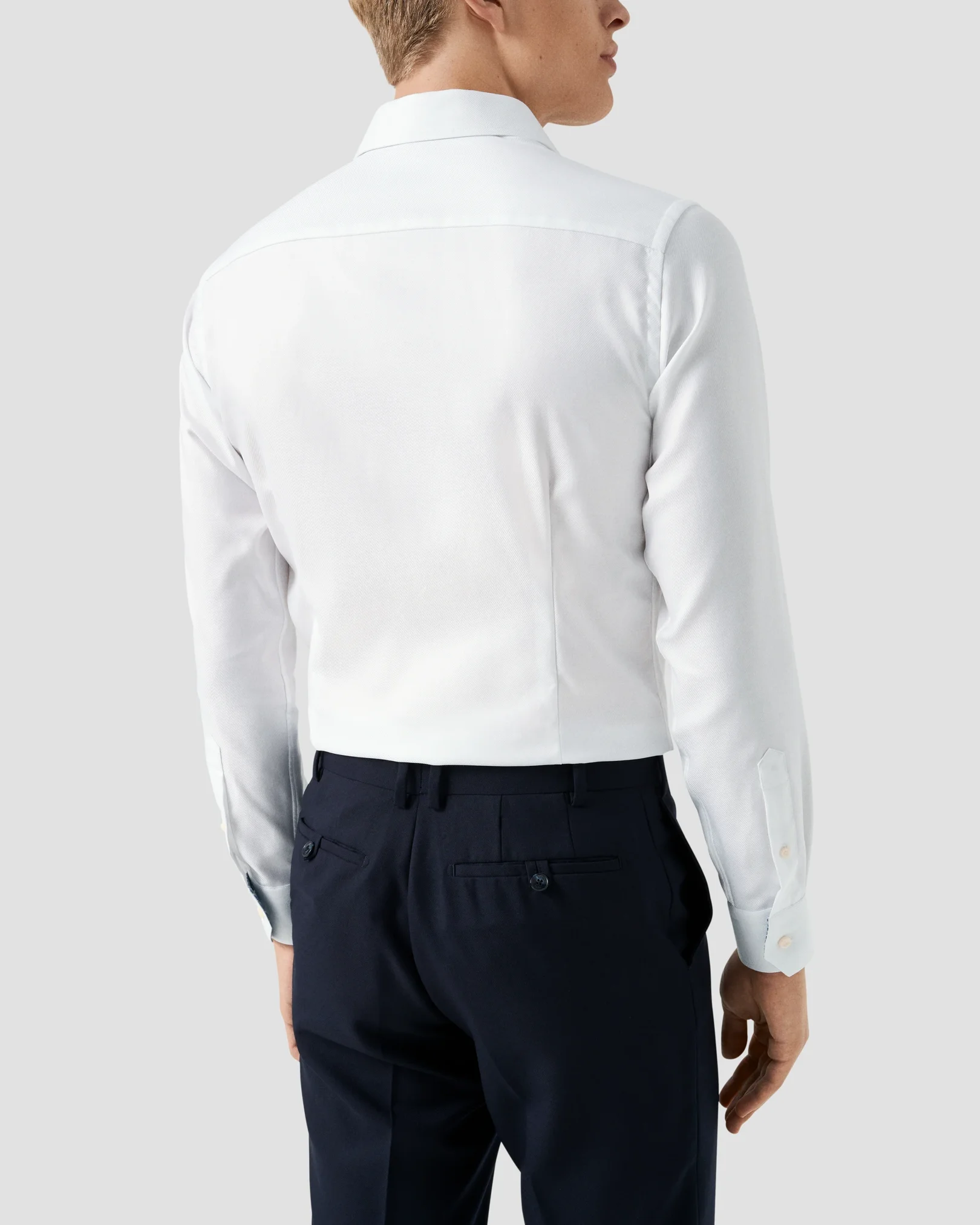 Eton - white geometric effect textured twill shirt