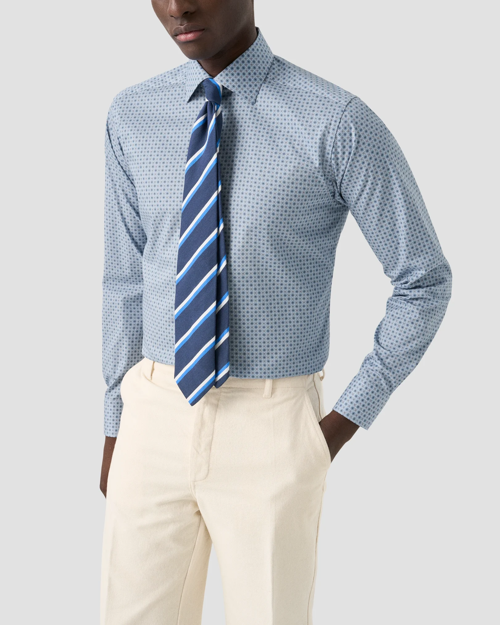 Eton - micro floral print shirt cut away 256