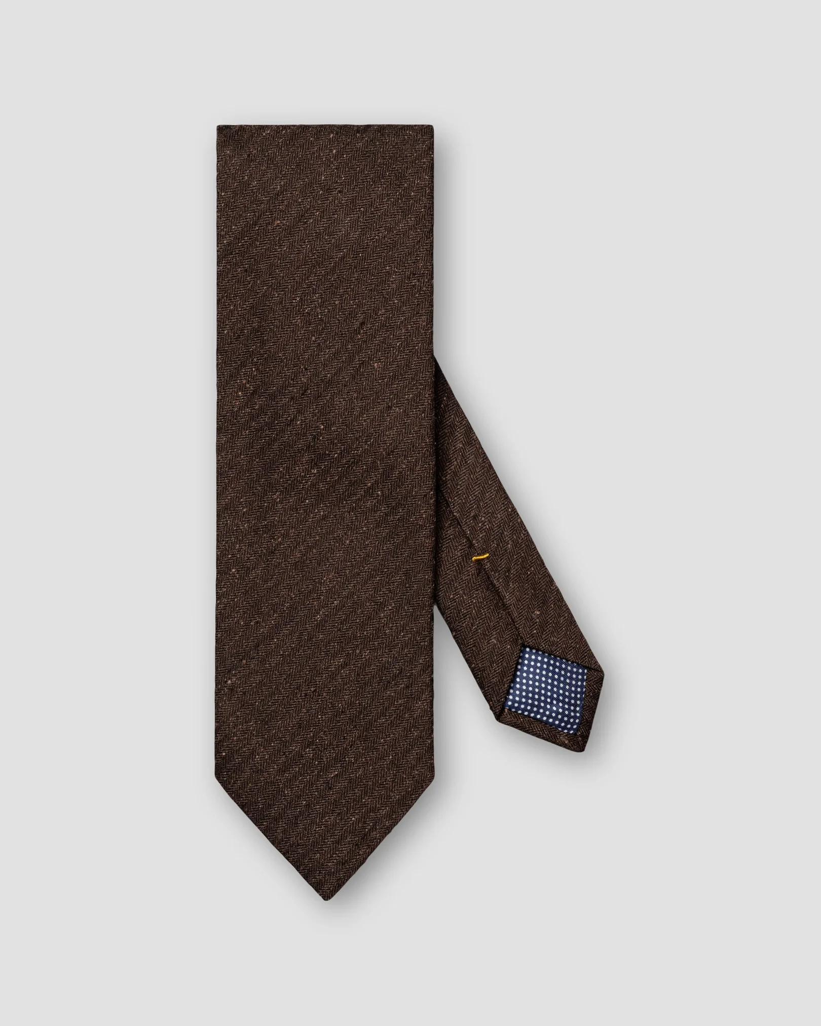 Dark Brown Herringbone Wool Cotton Silk Tie