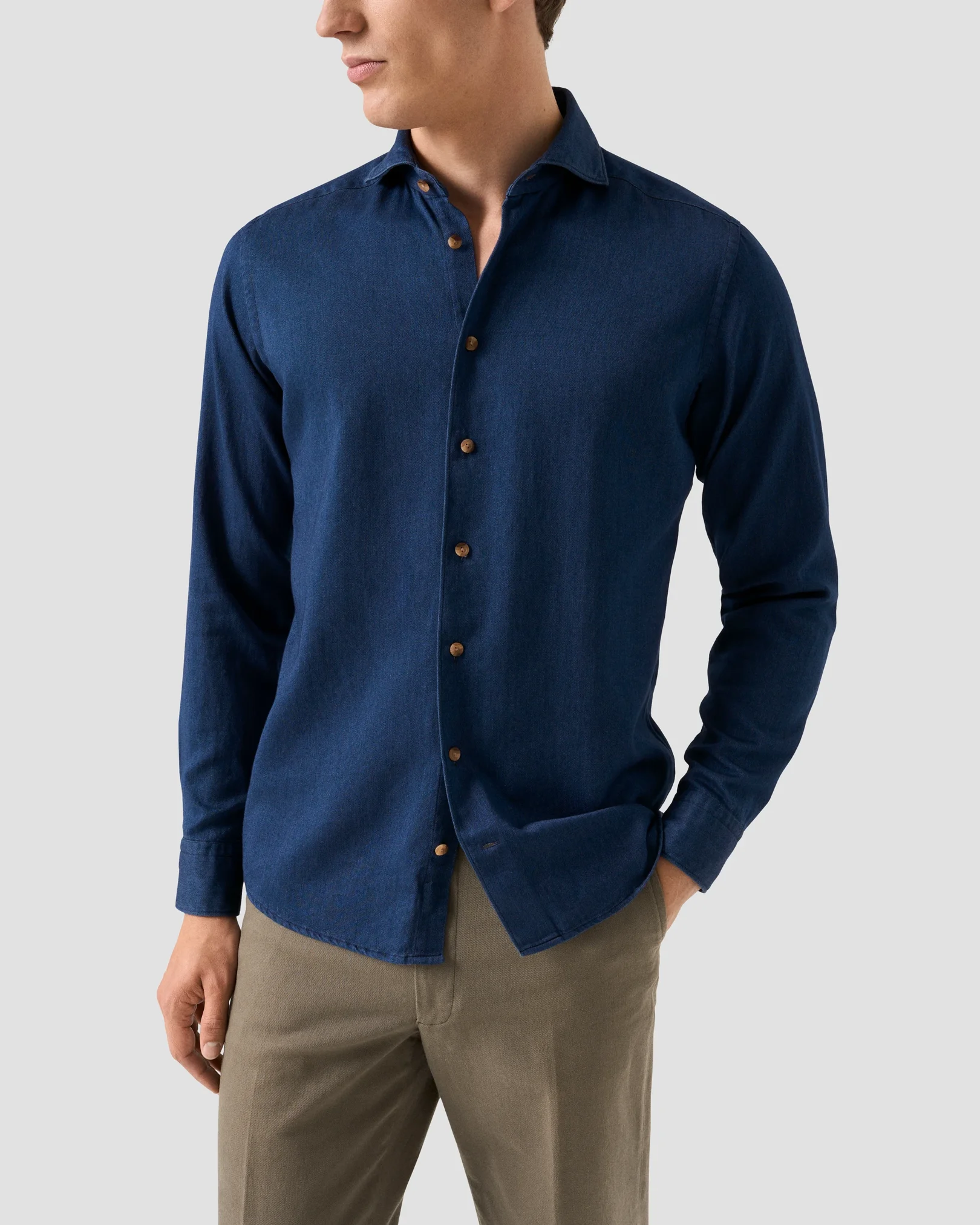 Eton - Navy blue Satin Indigo Shirt