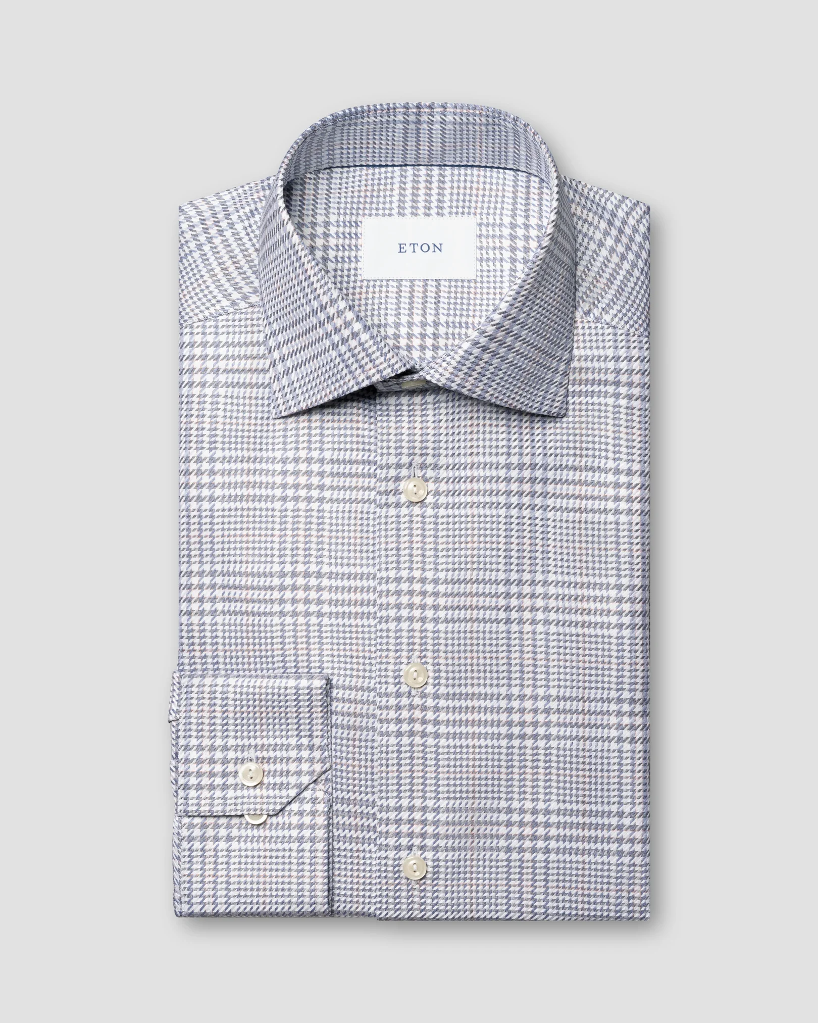 Eton - dark blue bold check king twill shirt