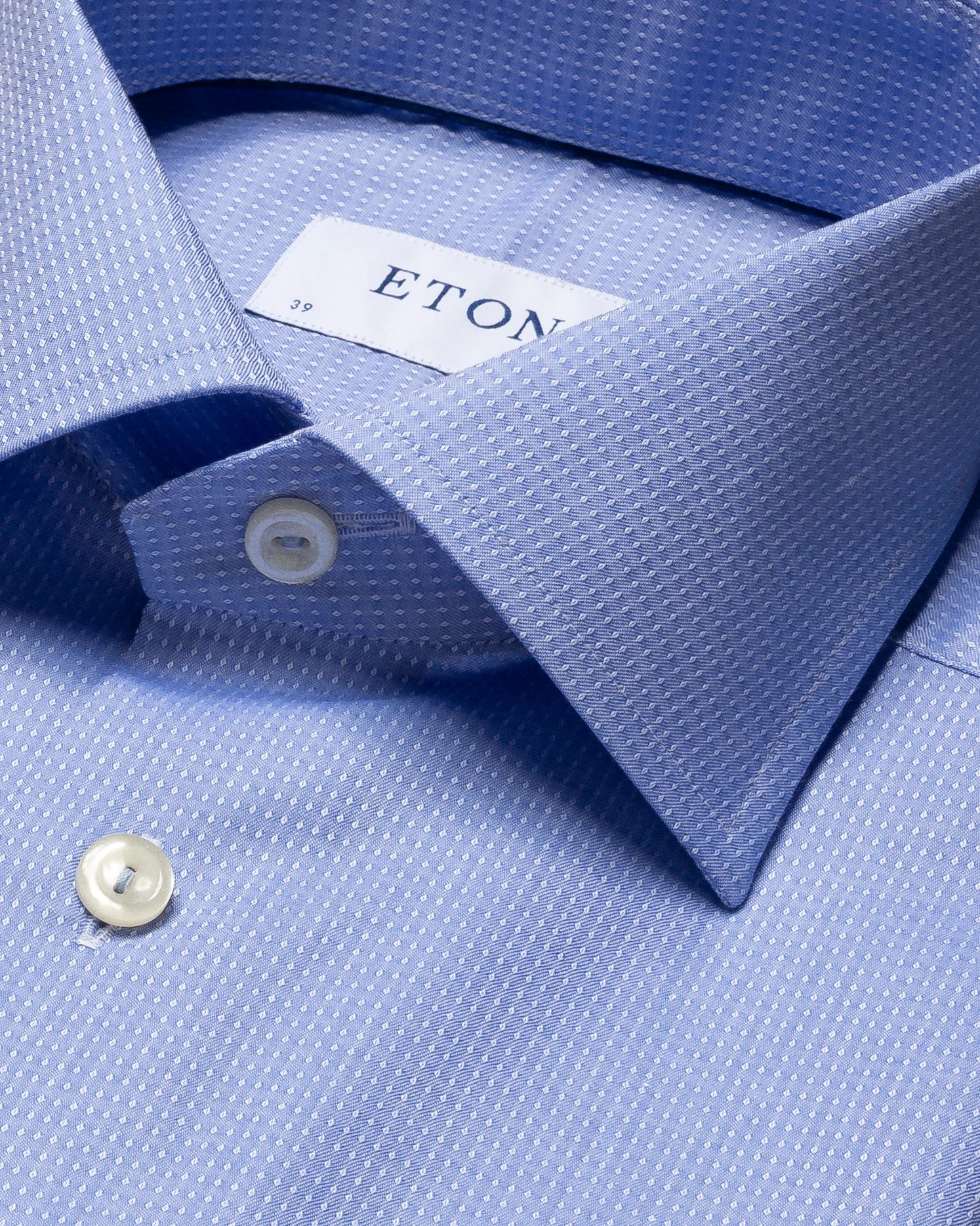 Eton - mid blue pin dot twill shirt