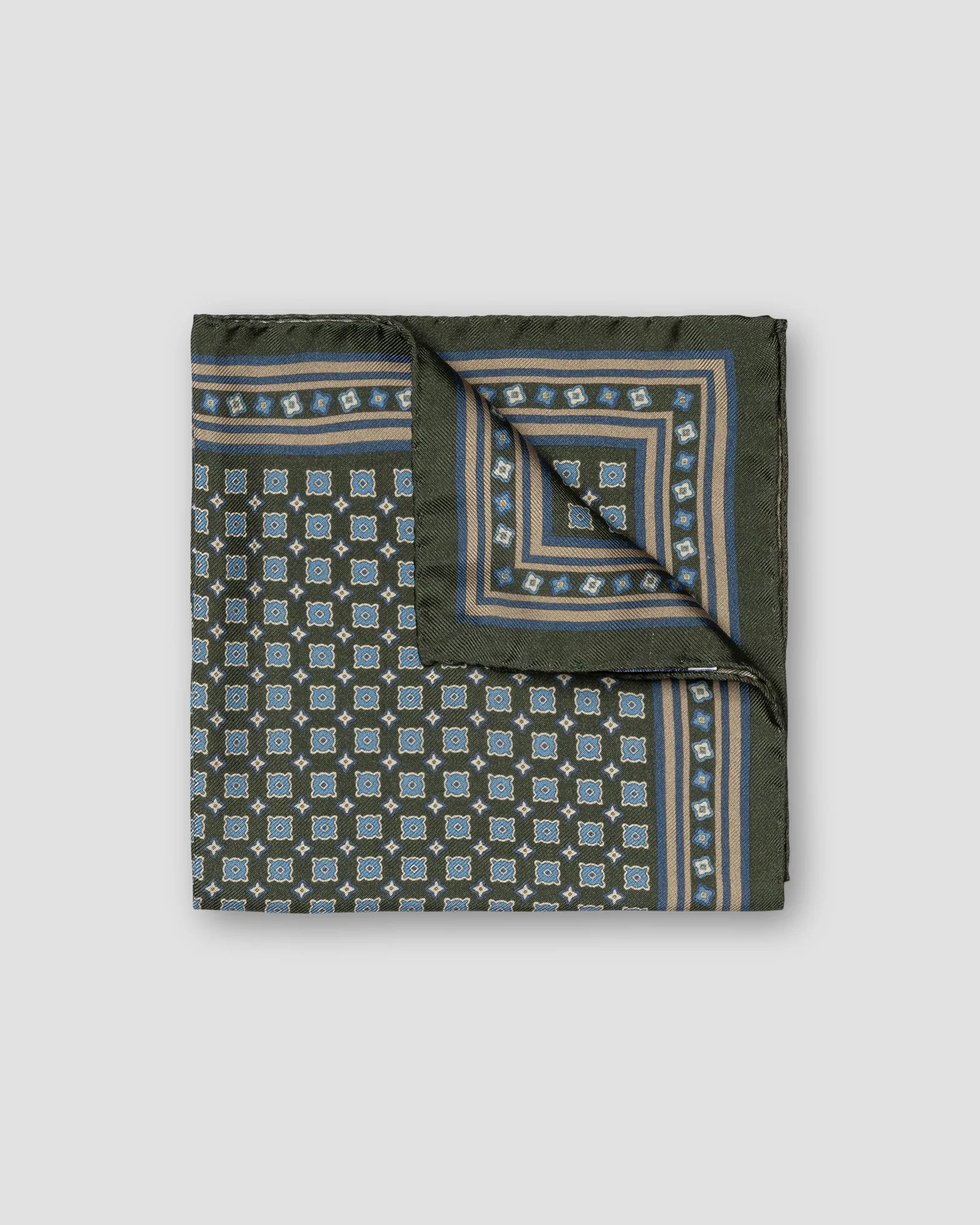 Eton - dark green silk weave pocket square