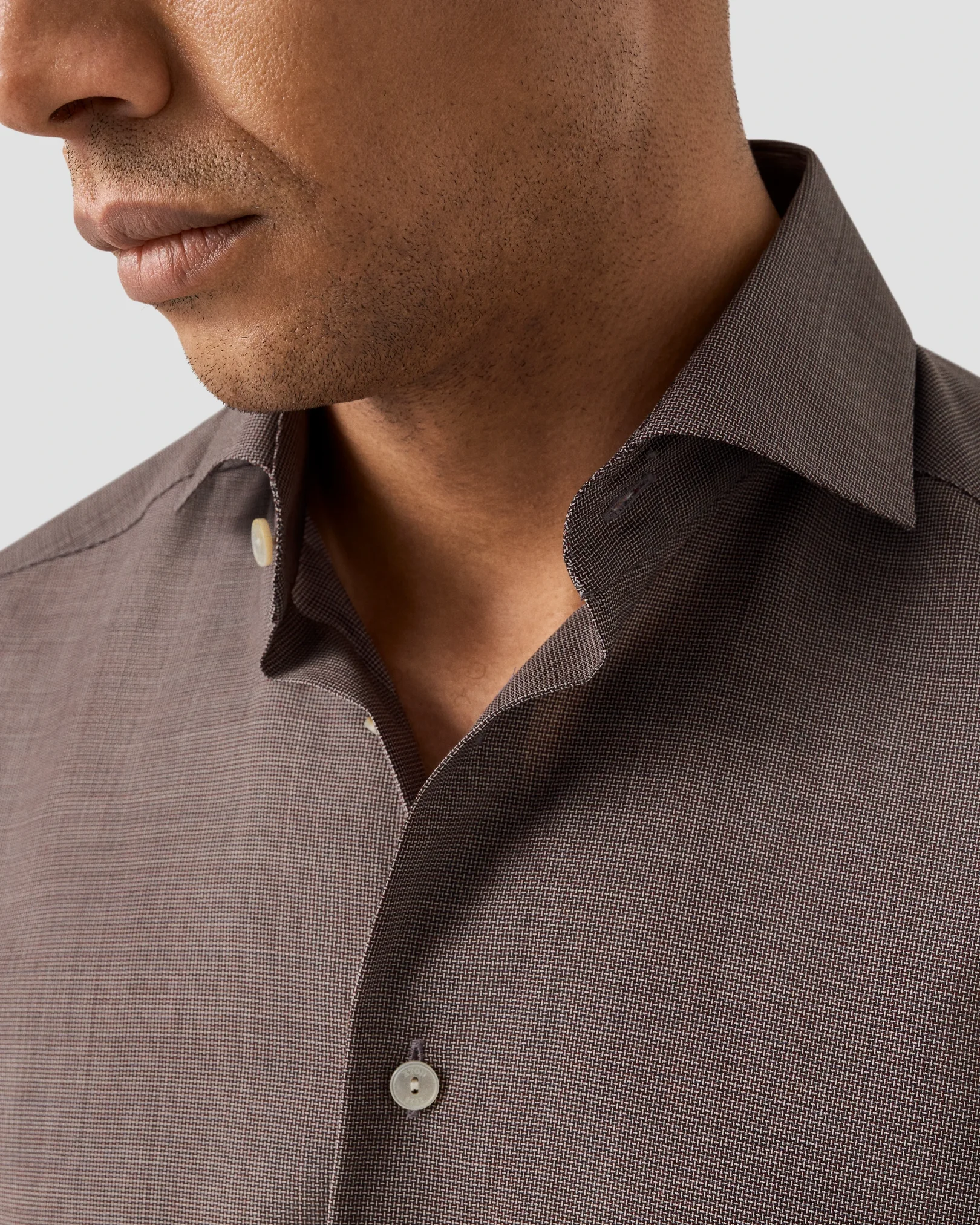 Eton - semi solid red merino shirt