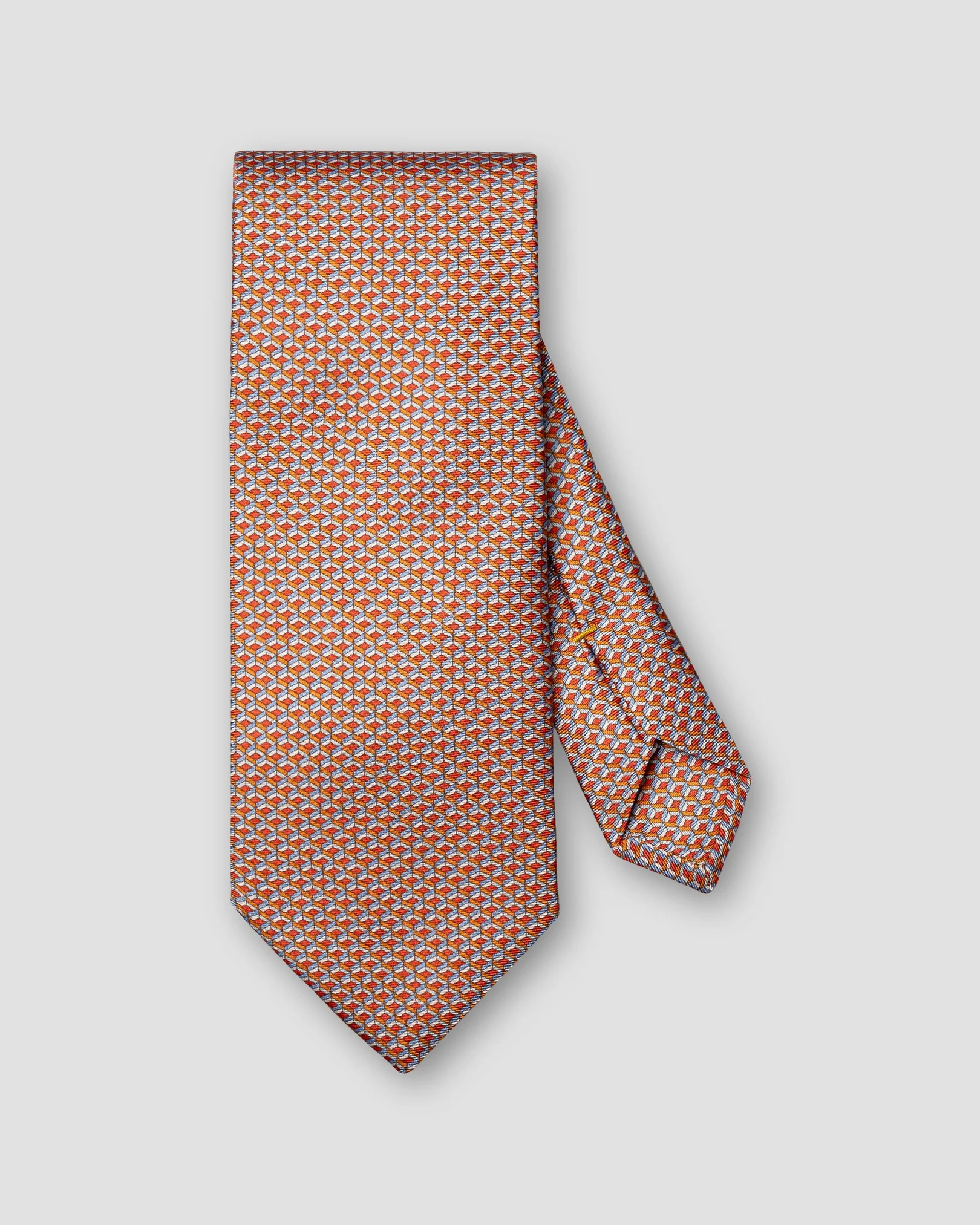Eton - orange geometrical print silk tie