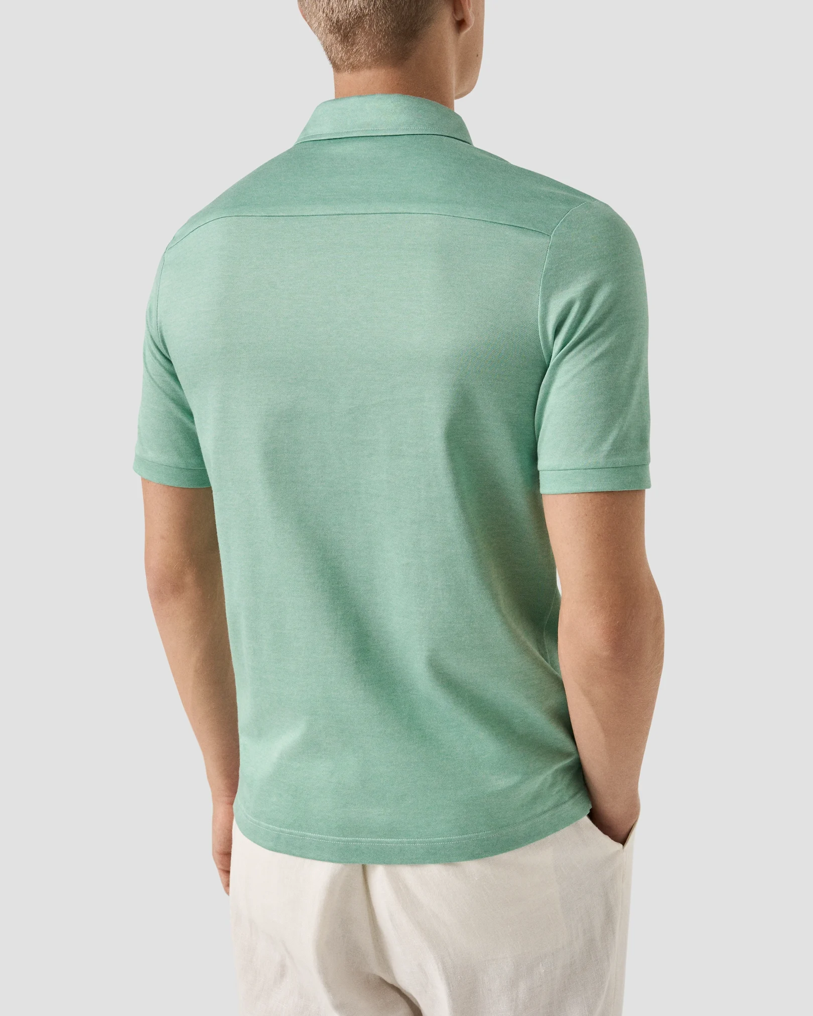 Eton - light green jacquard filo di scozia polo shirt