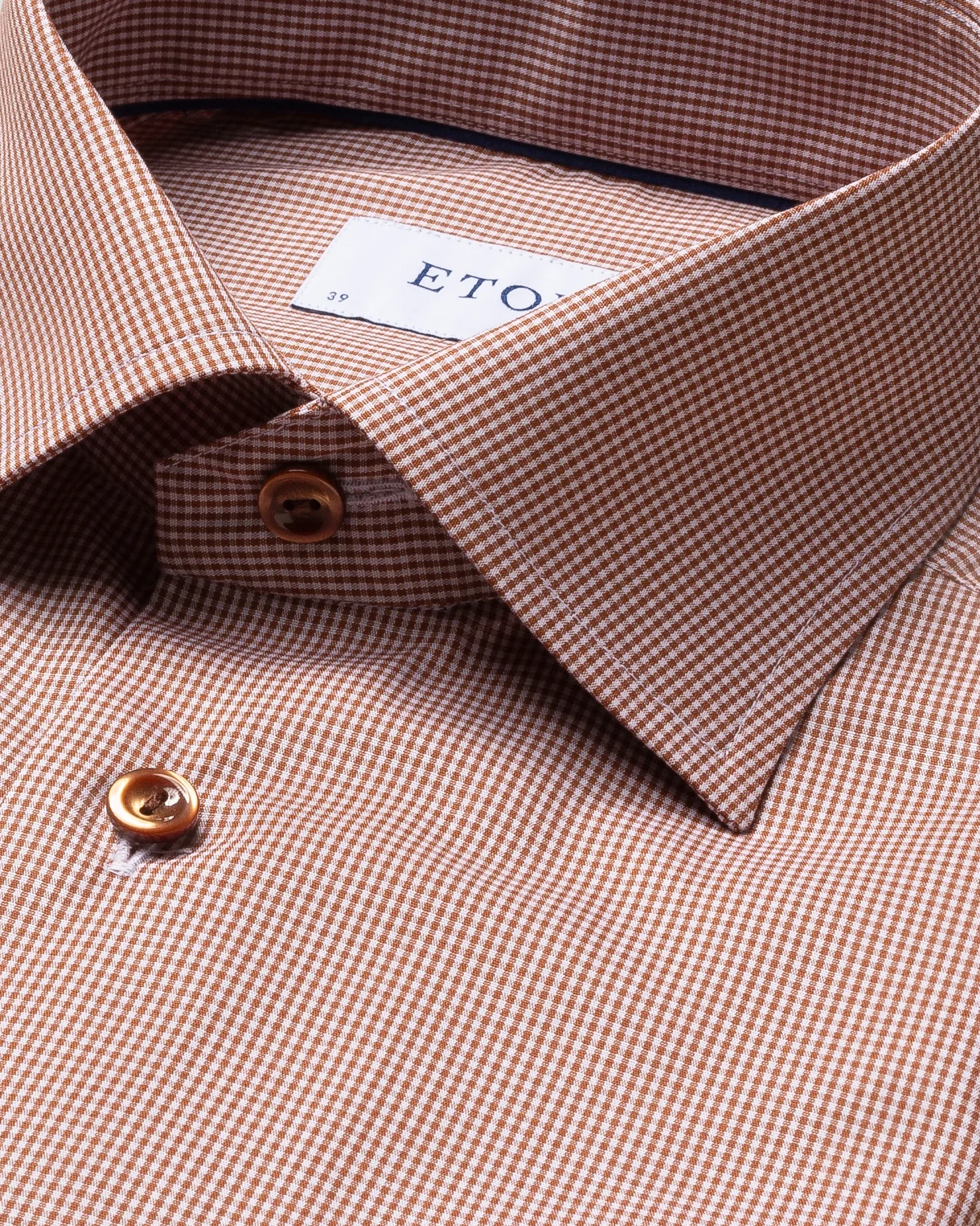 Eton - brown mini gingham poplin shirt