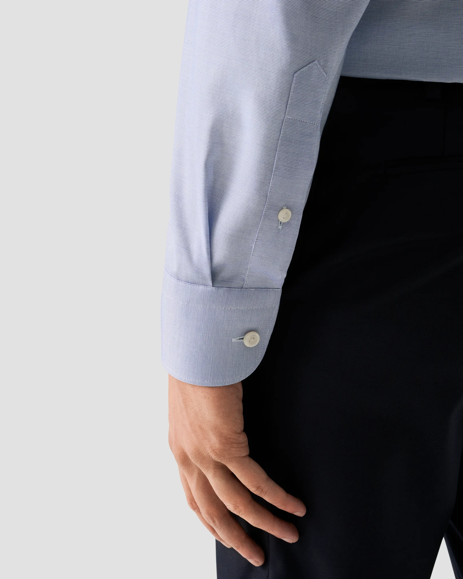 Eton - mid blue solid wrinkle free oxford