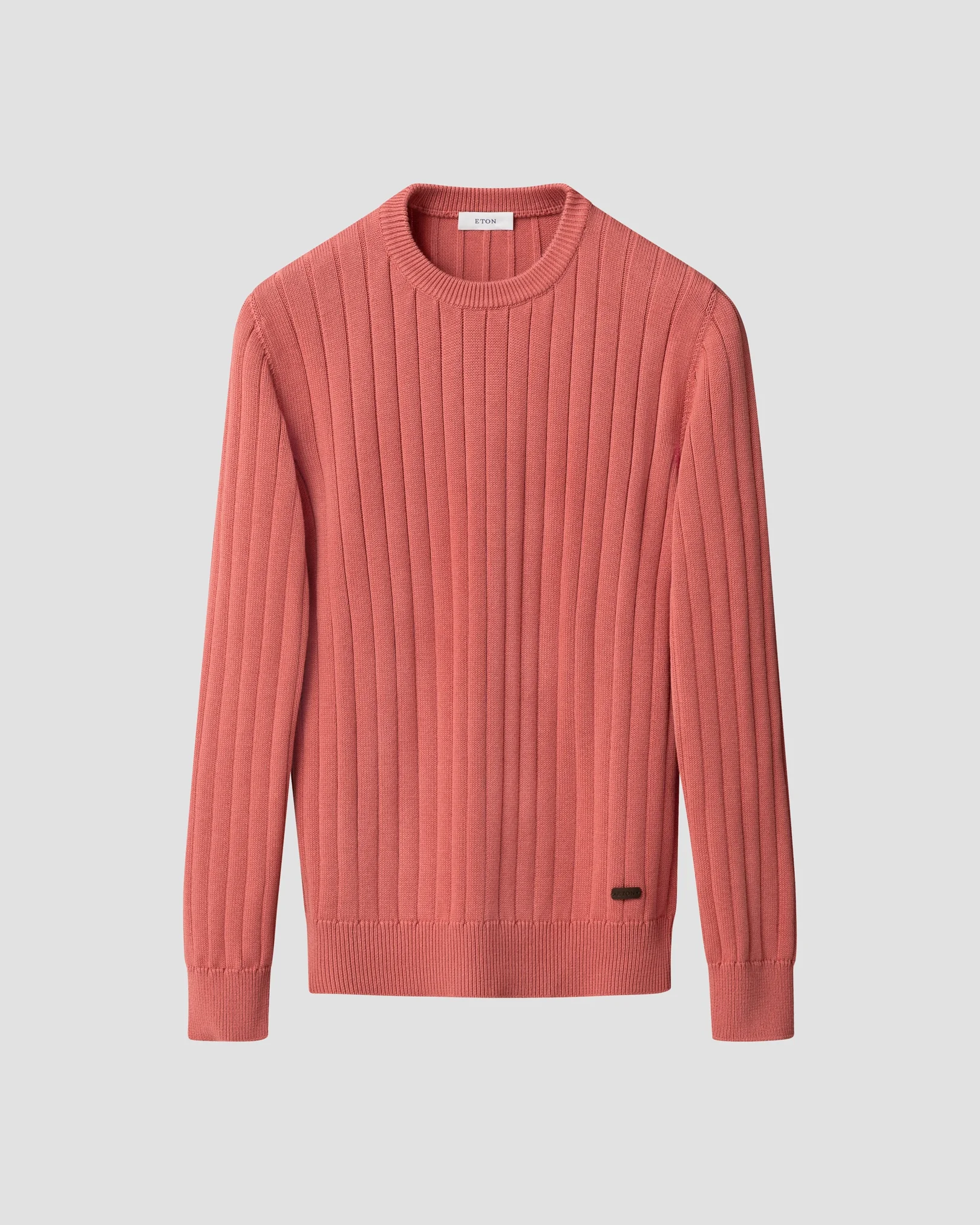 Eton - cotton structure knit crew neck pink cotton