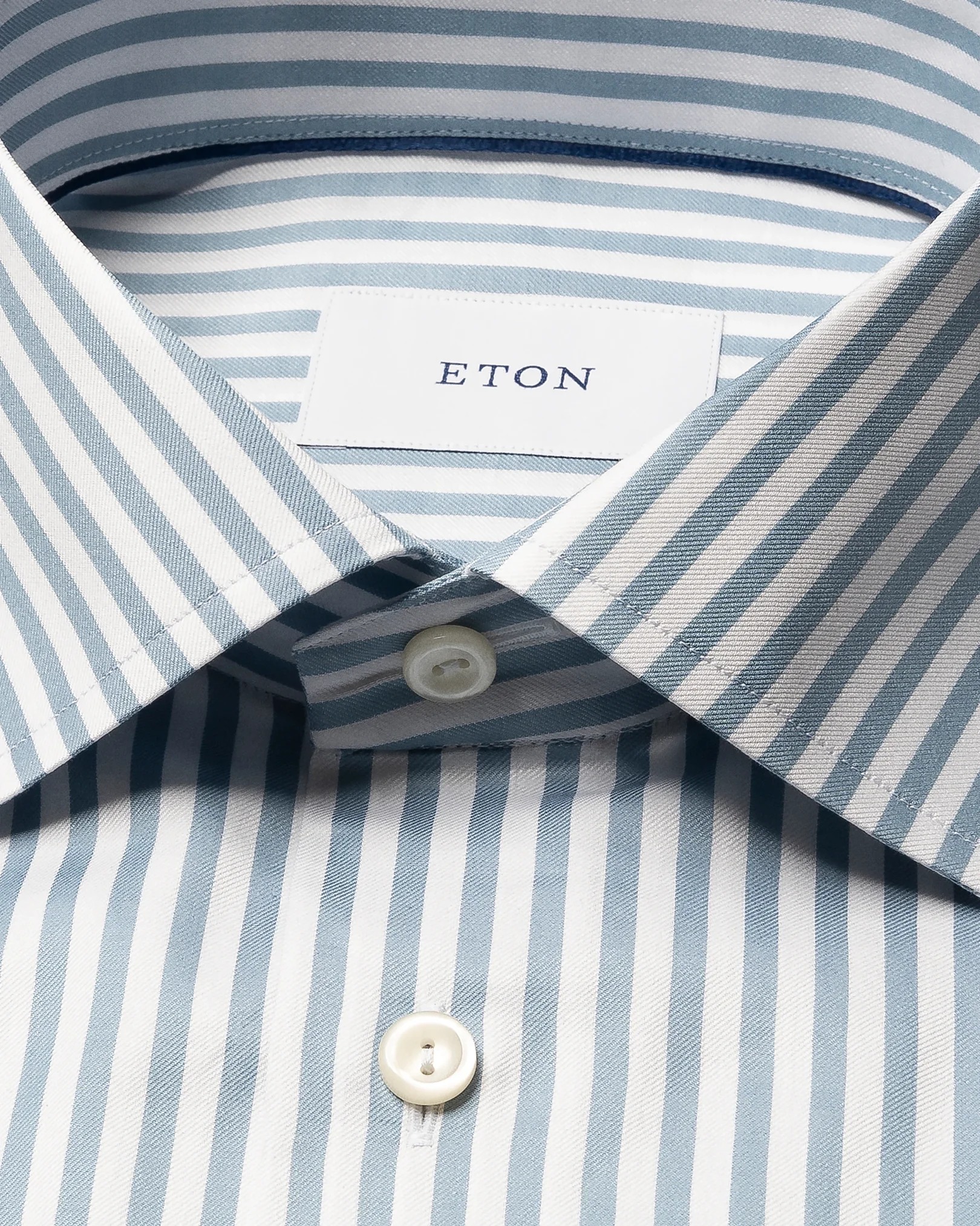 Eton - mid blue bengal striped signature twill shirt