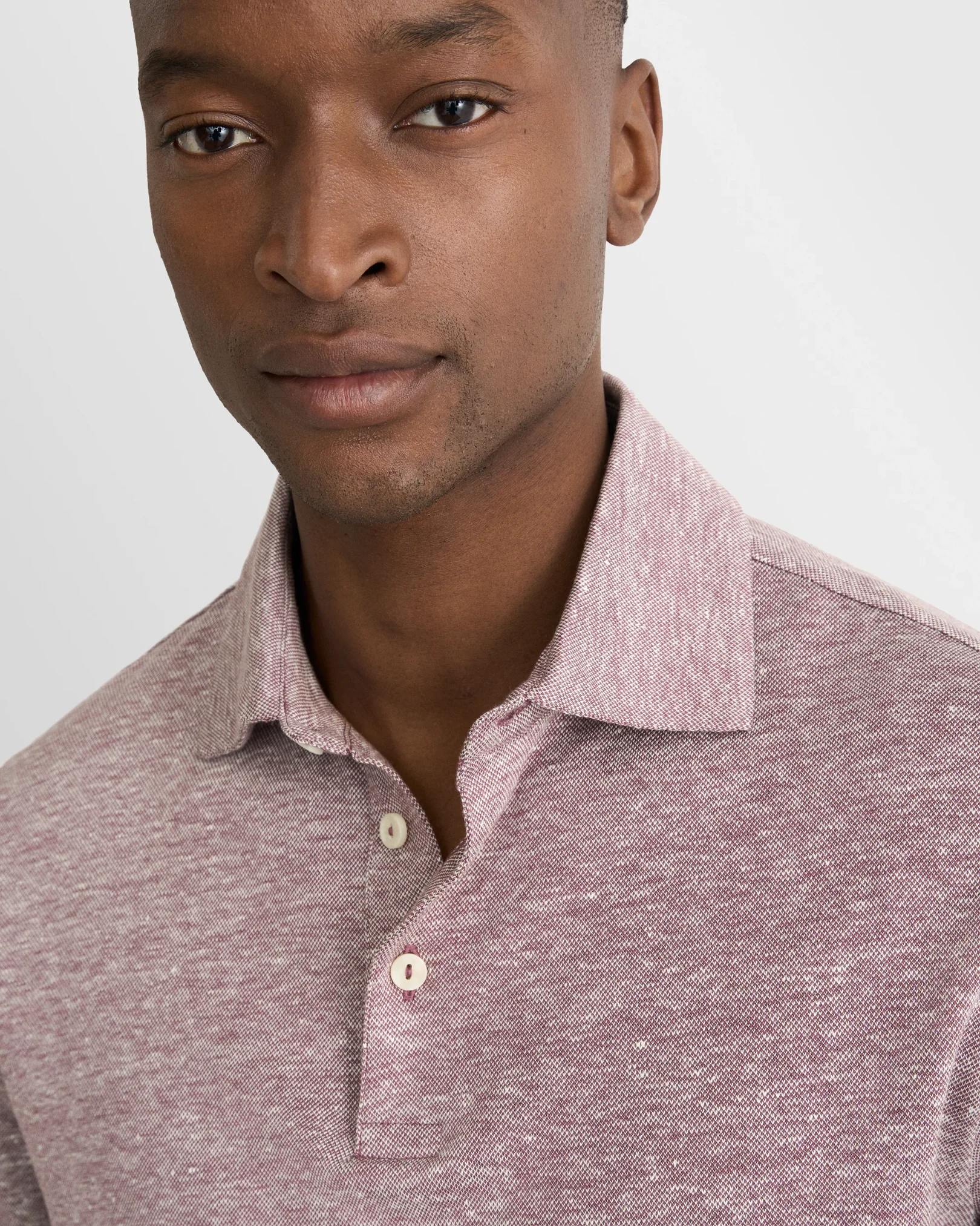 Eton - dark purple cotton linen polo shirt