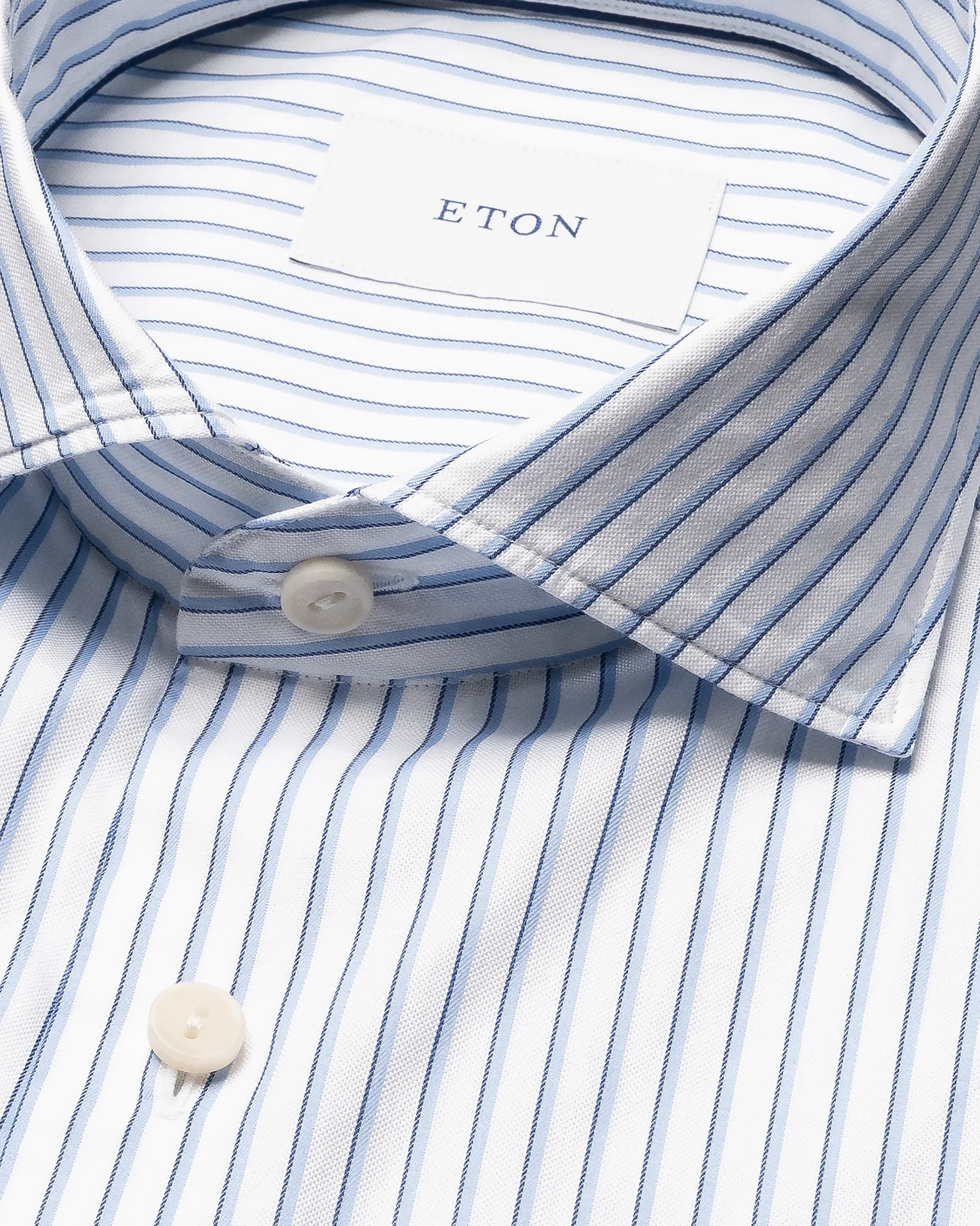 Eton - mid blue striped oxford shirt wide spread 268