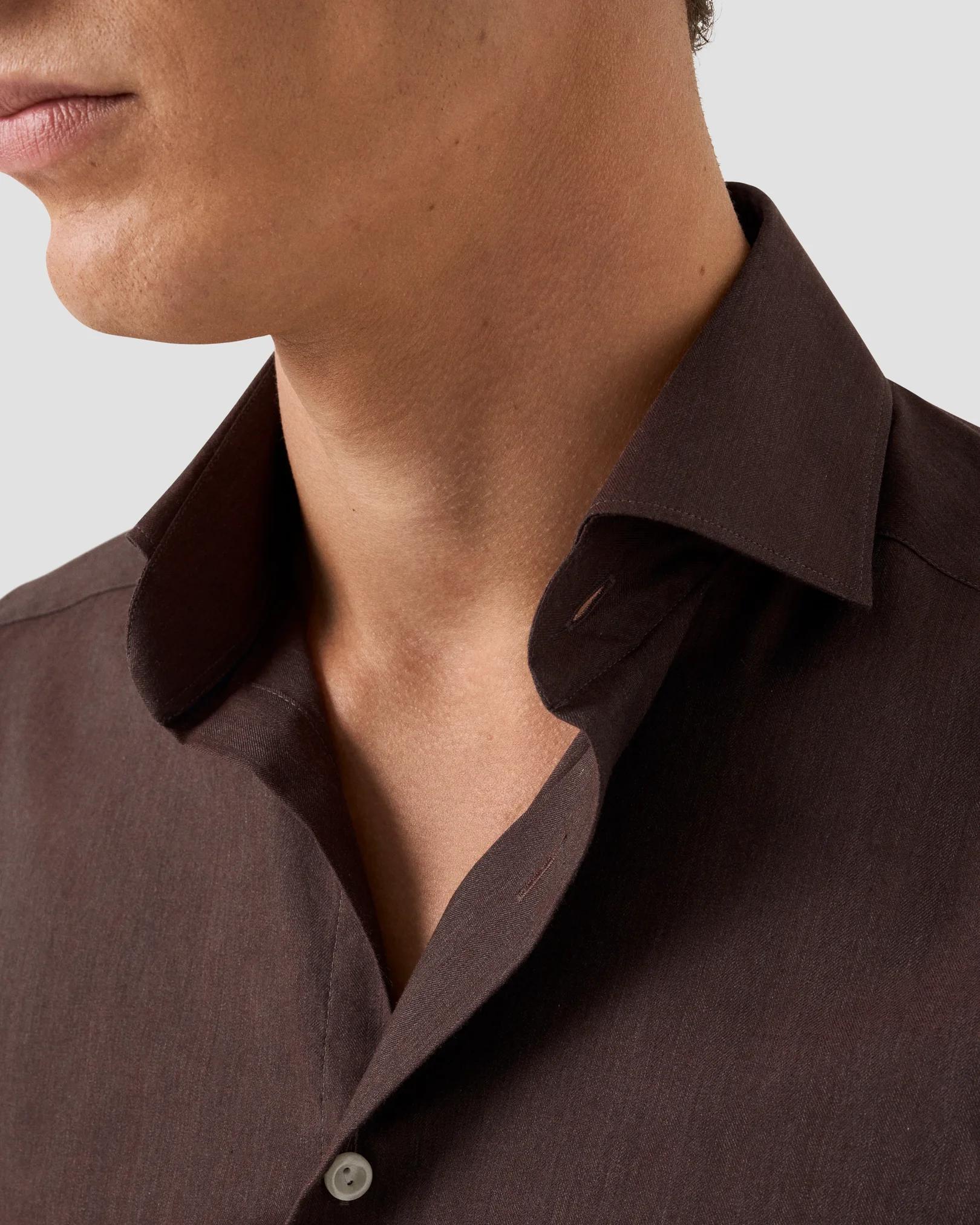 Eton - dark red solid signature flannel shirt