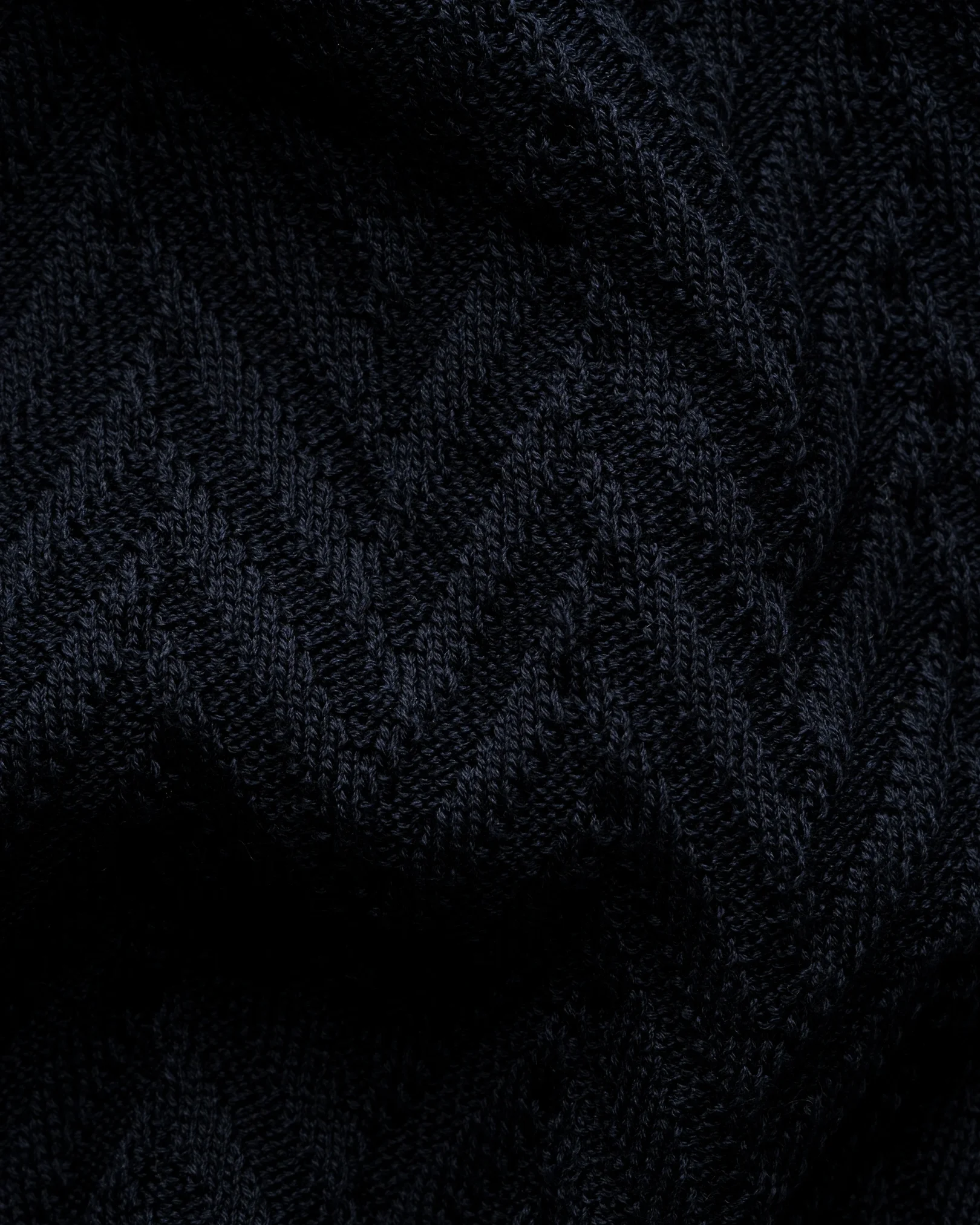 Eton - navy blue chevron structure knit polo shirt