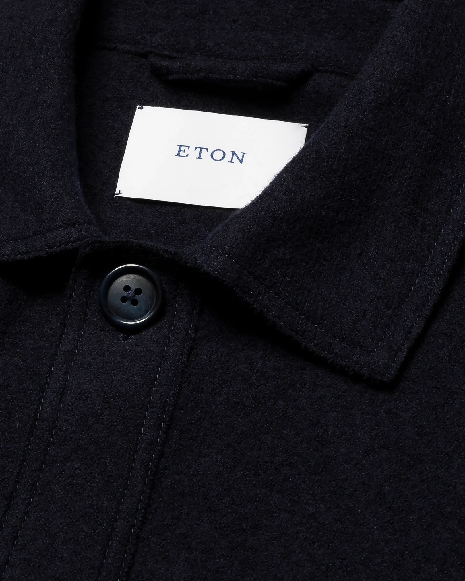 Eton - navy blue boiled wool cotton shirt jacket