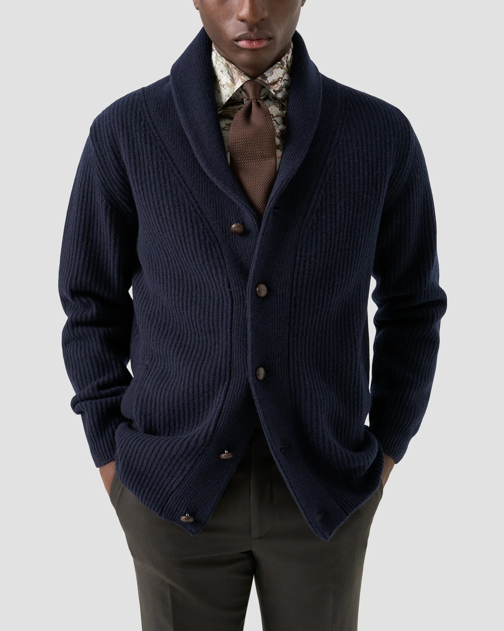 Eton - handpainted motif twill shirt cut away