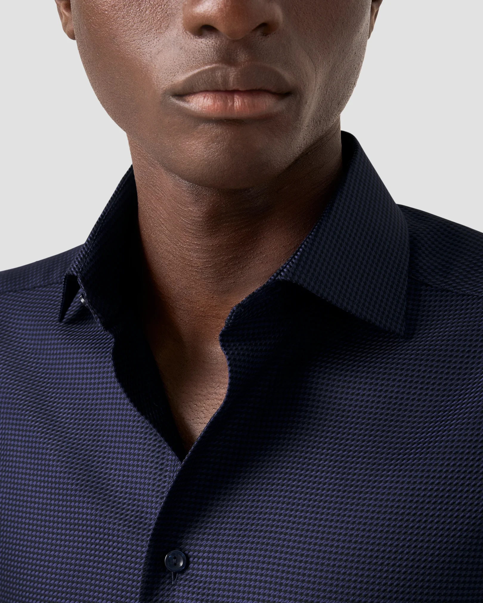 Eton - navy houndstooth king twill shirt